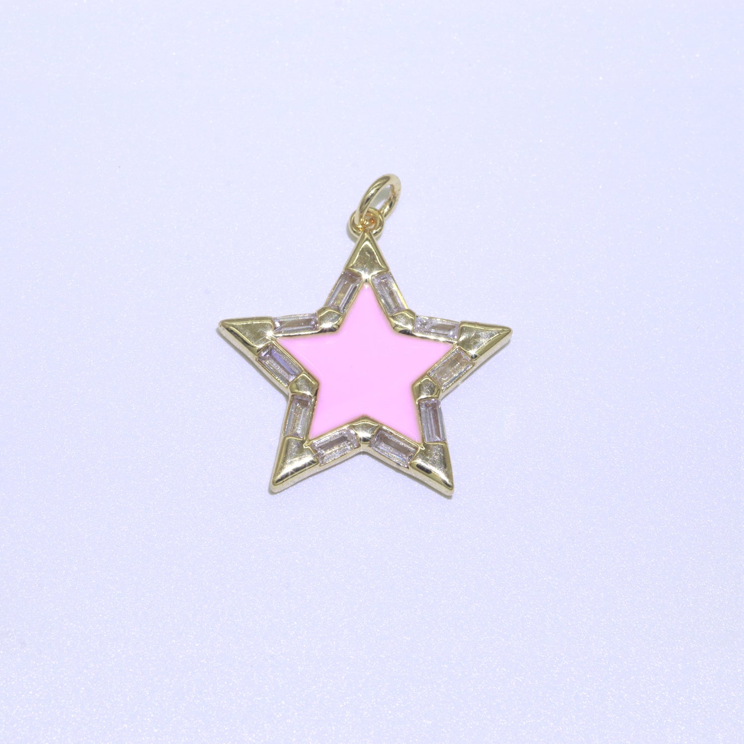 16K Gold Filled 25mm Enamel Baguette CZ Celestial Star Charm | M325 - M335 Charms-00325