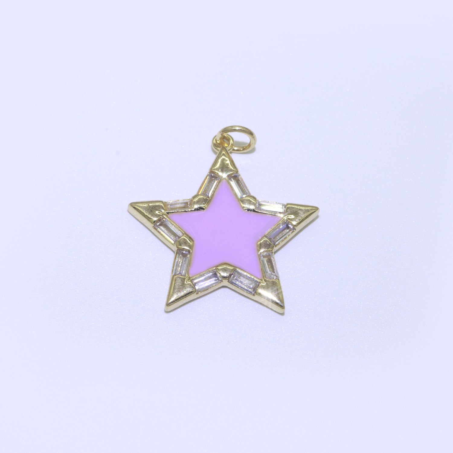 16K Gold Filled 25mm Enamel Baguette CZ Celestial Star Charm | M325 - M335 Charms-00325