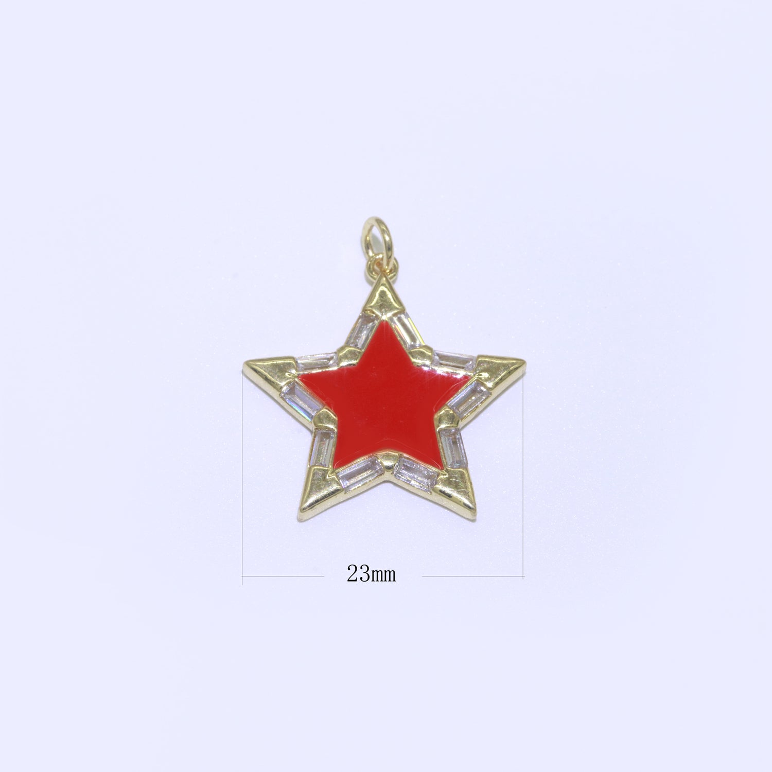 16K Gold Filled 25mm Enamel Baguette CZ Celestial Star Charm | M325 - M335 Charms-00325