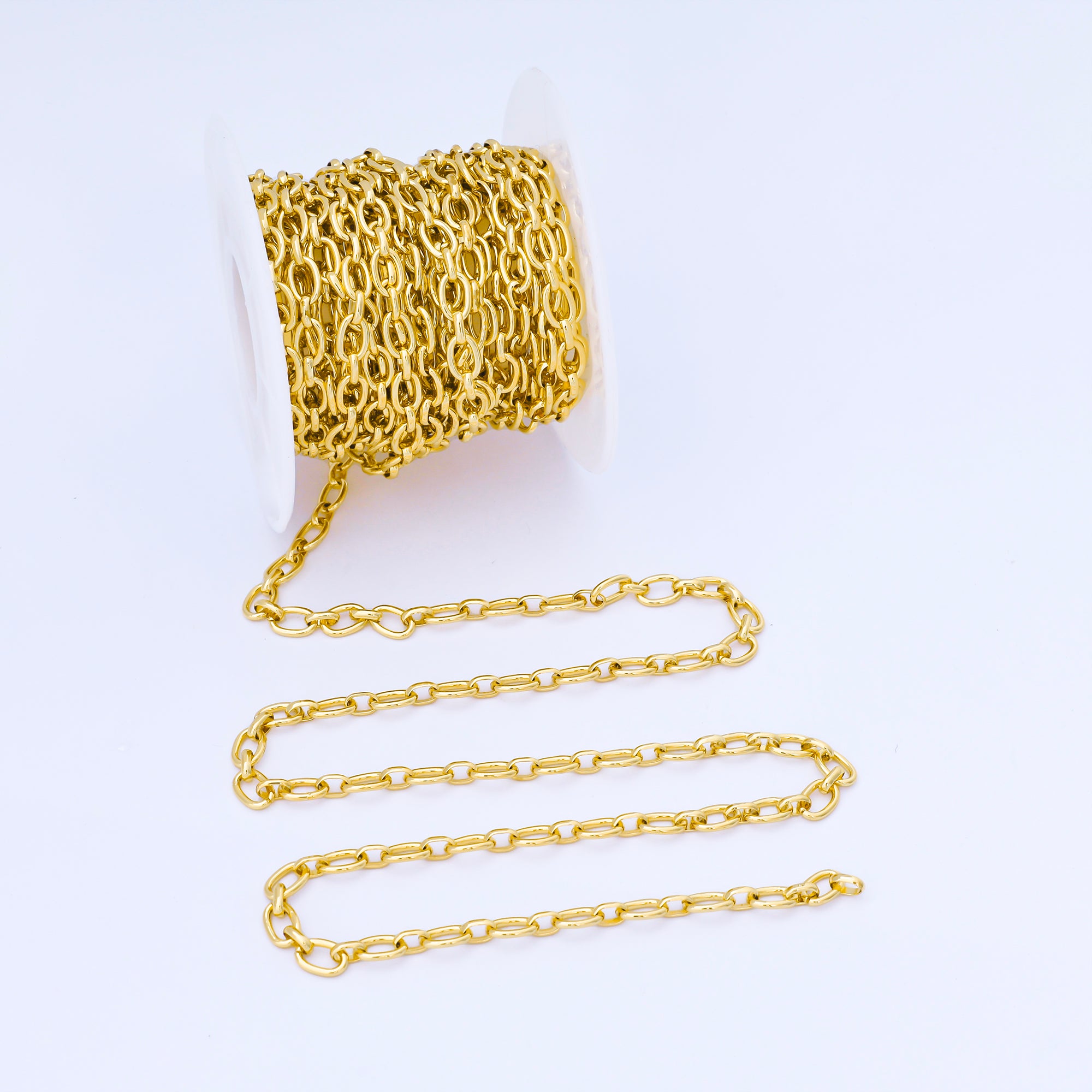 24K Gold Filled 4.5mm Paperclip Cable Link Unfinished Chain by Yard | Roll-2002