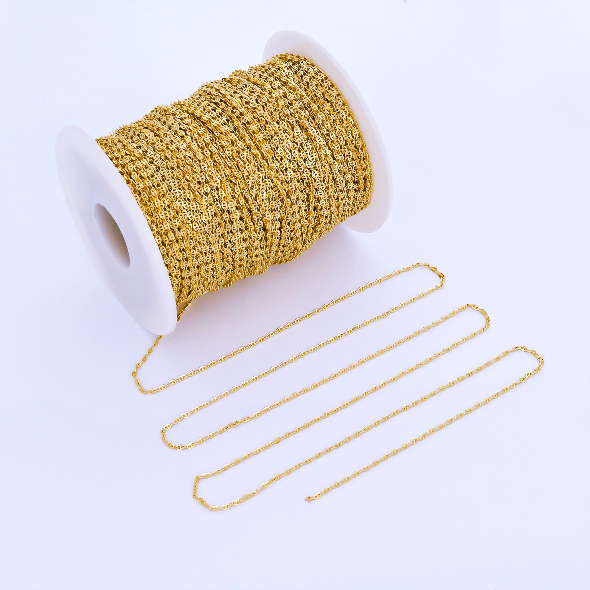 24K Gold Filled 1.5mm Minimalist Mariner Anchor Unfinished Chain by Yard | Roll-2001