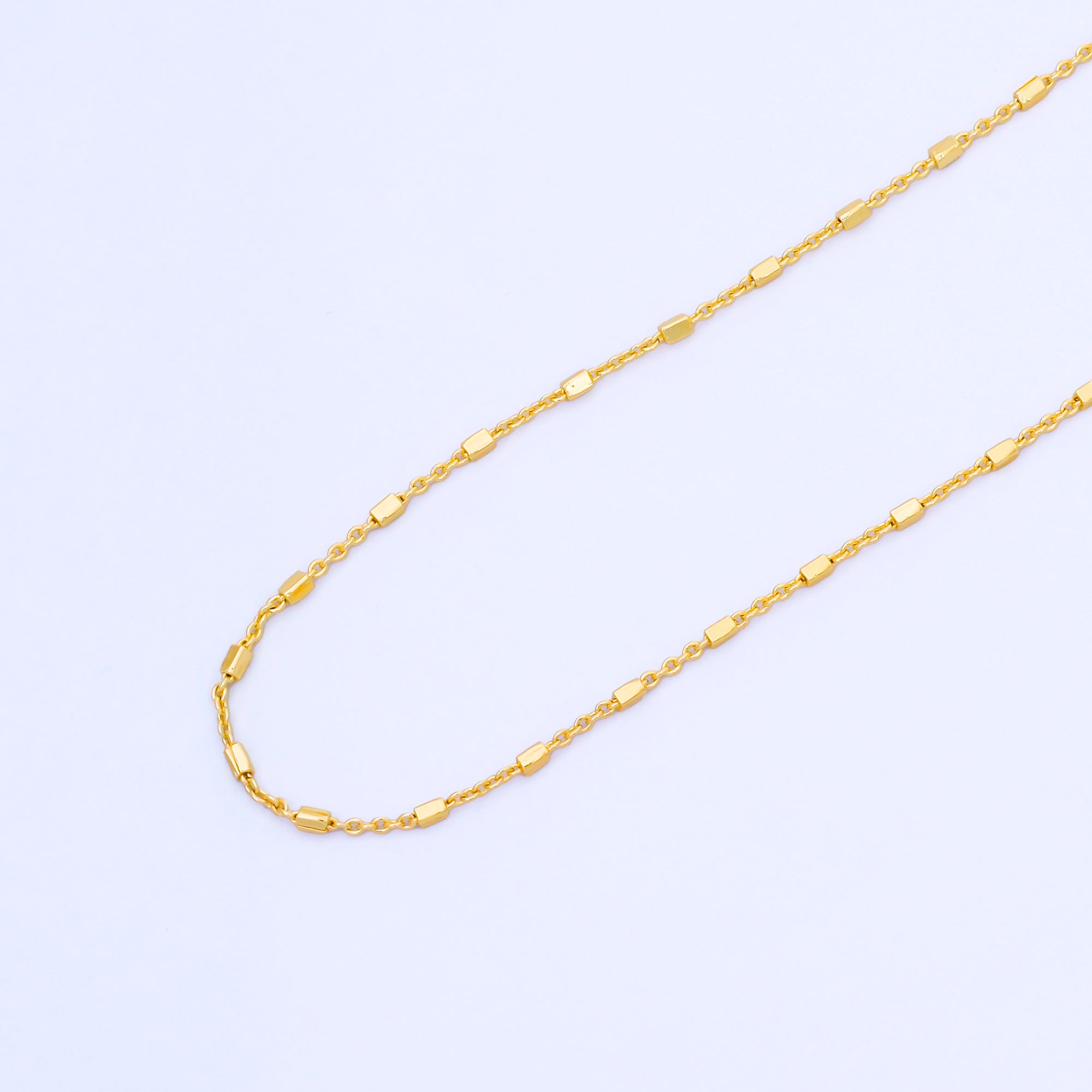 24K Gold Filled 1.3mm Tube Beads Satellite Chain 18 Inch Necklace | WA-1601