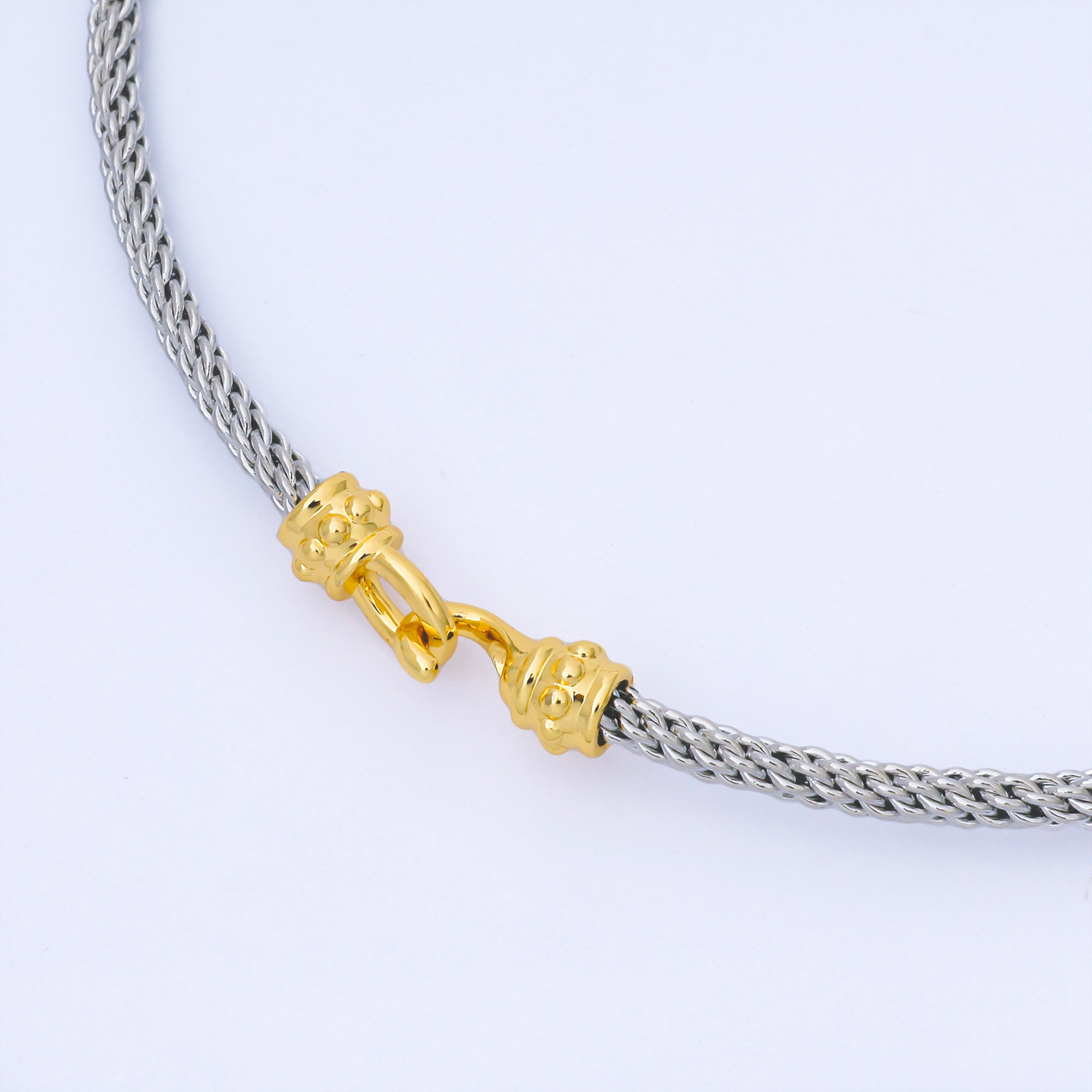 24K Gold Filled 4mm Twisted Rope Mixed Metal Necklace | WA-3898