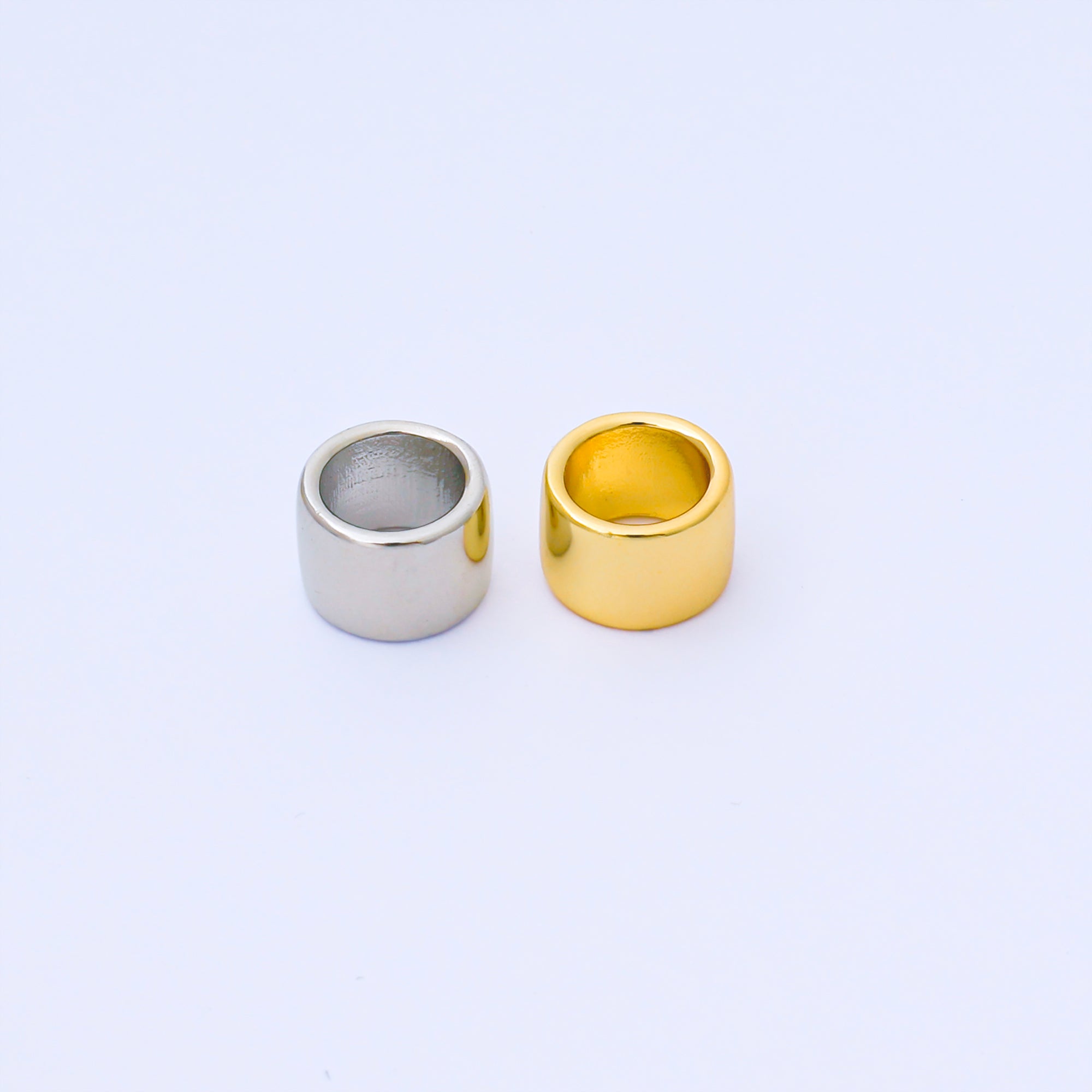 24K Gold Filled 9mm x 6mm Minimalist Wide Bead in Gold & Silver | B487
