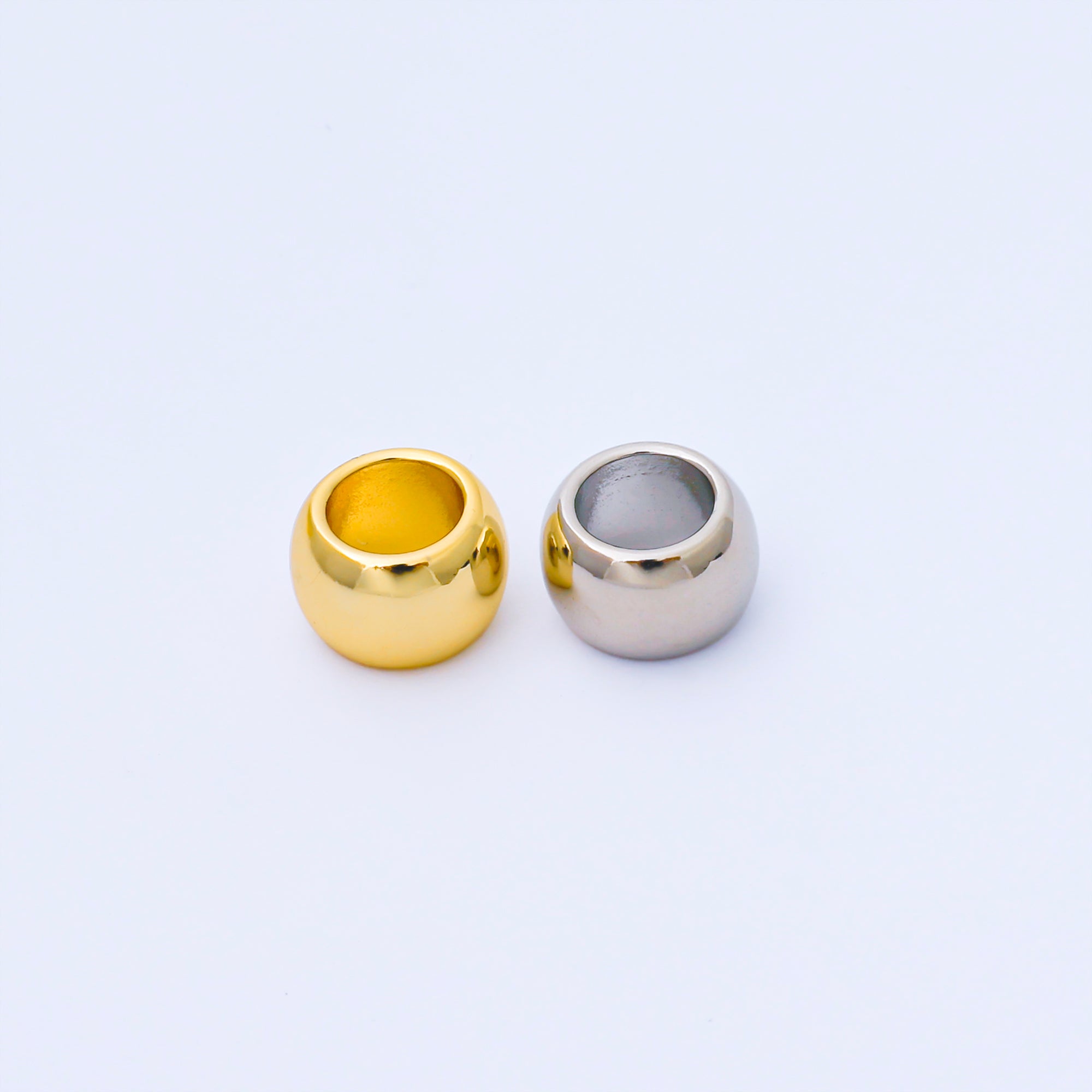 24K Gold Filled 10mm x 6.5mm Minimalist Dome Bead in Gold & Silver | B488