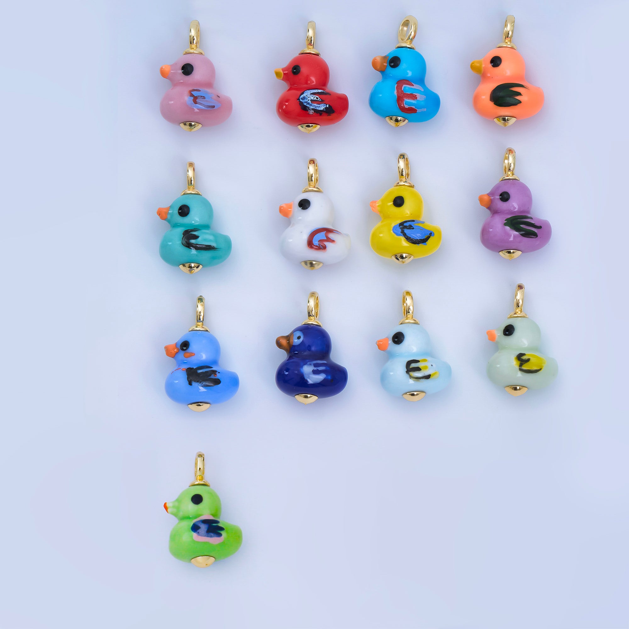 24K Gold Filled 20mm Bird Ceramic Porcelain Drop Pendant | C953 - C959