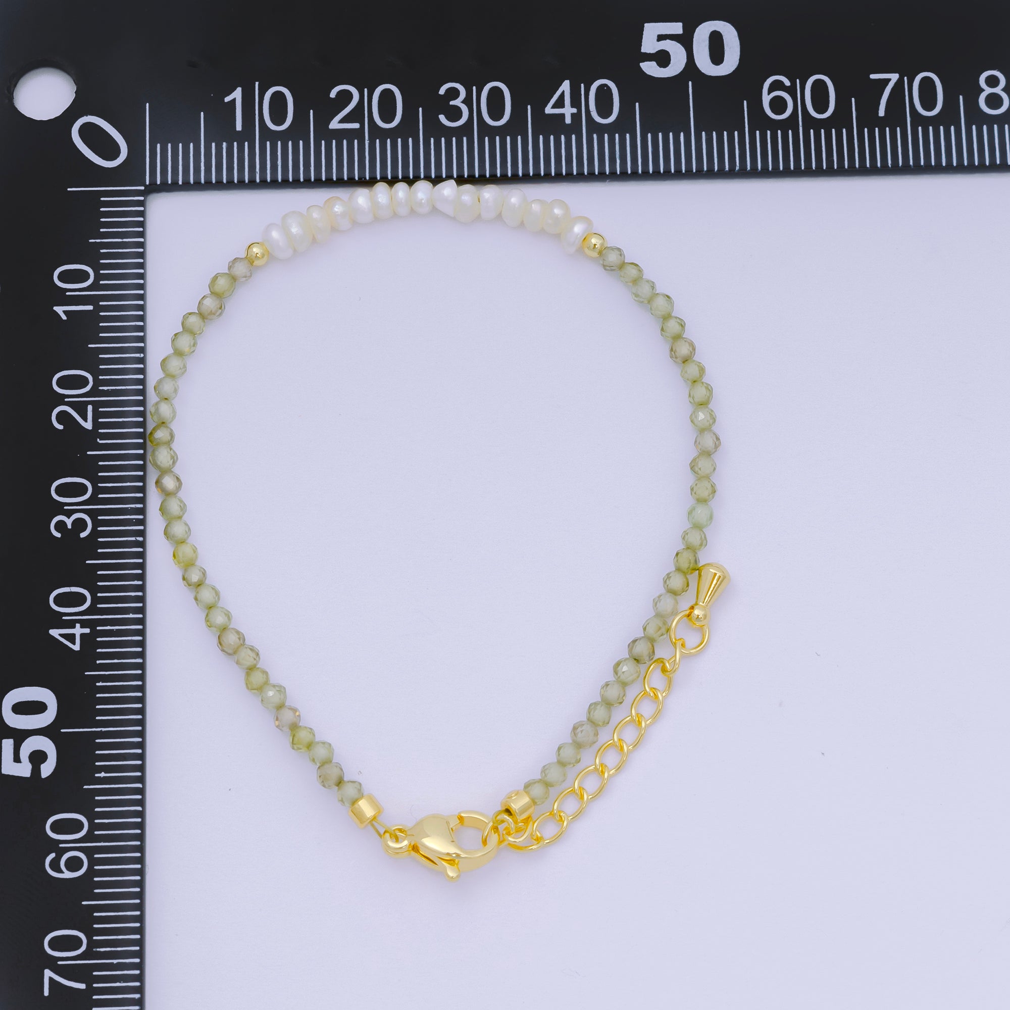 24K Gold Filled Freshwater Pearl Seed Multifaceted Gemstone Bead 7 Inch Bracelet | WA-3695 ~ WA-3717