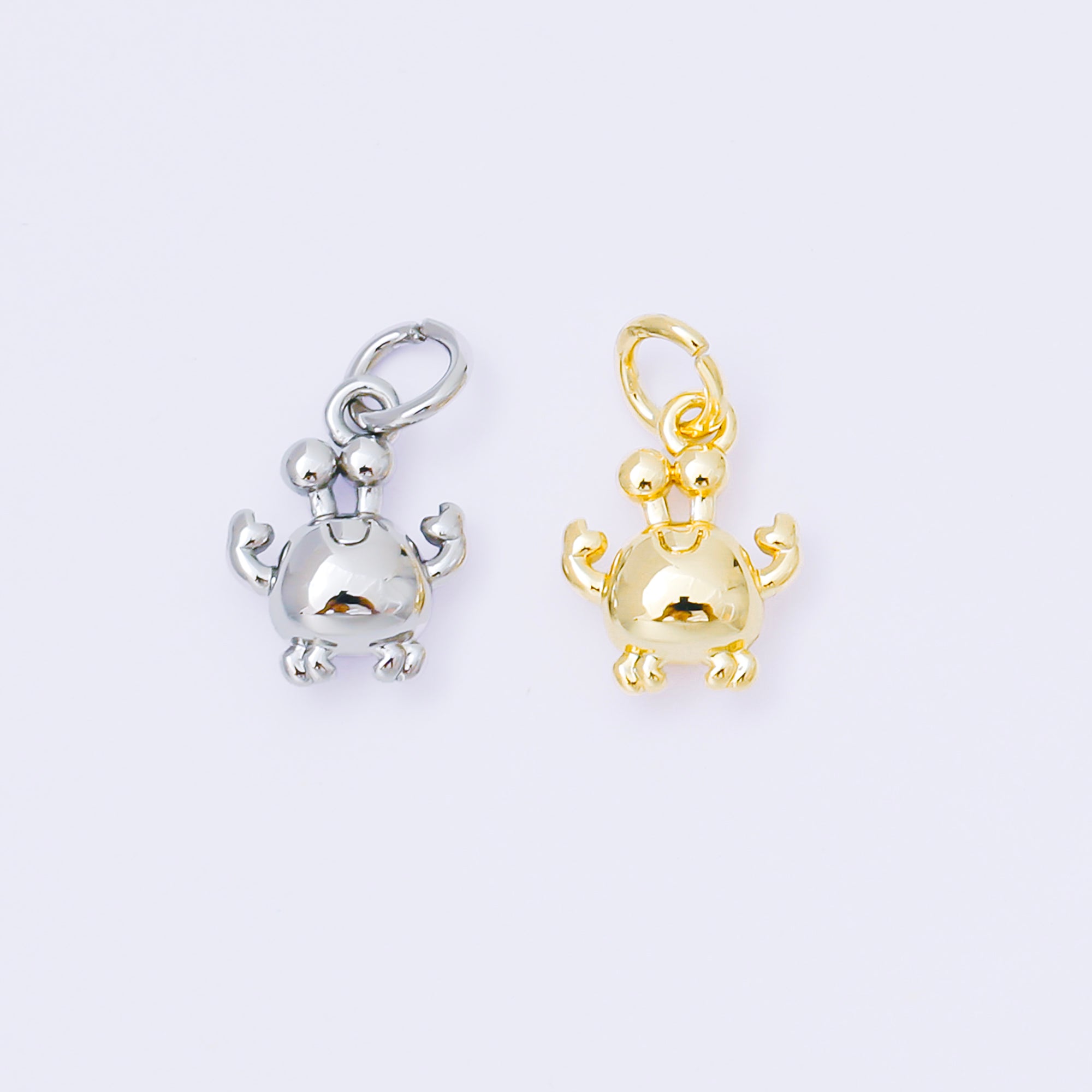 24K Gold Filled 11mm Sea Crab 3D Multidimensional Charm in Gold & Silver | AF1256