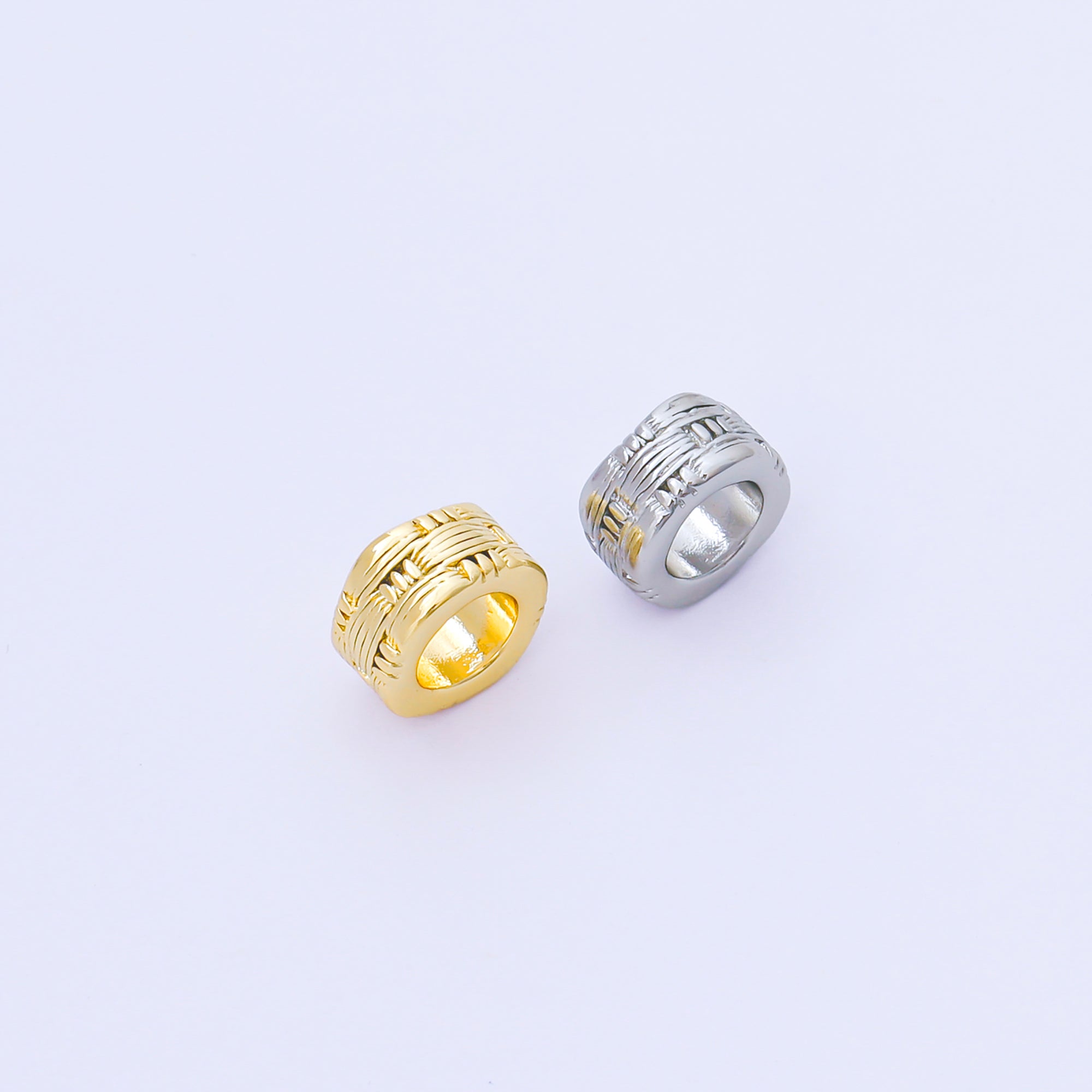 24K Gold Filled 9mm Woven Rondelle Spacer Bead | B493