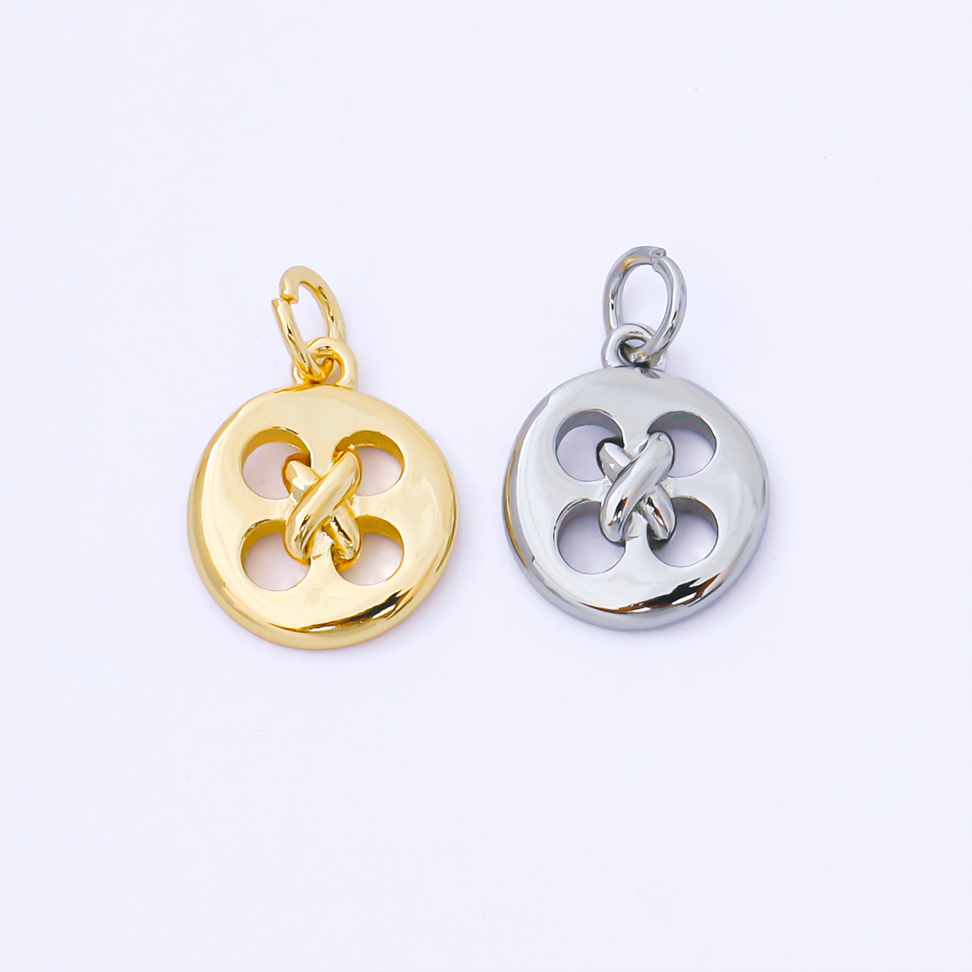 24K Gold Filled 11mm Clothes Buttons Round Charm in Gold & Silver | AF1549