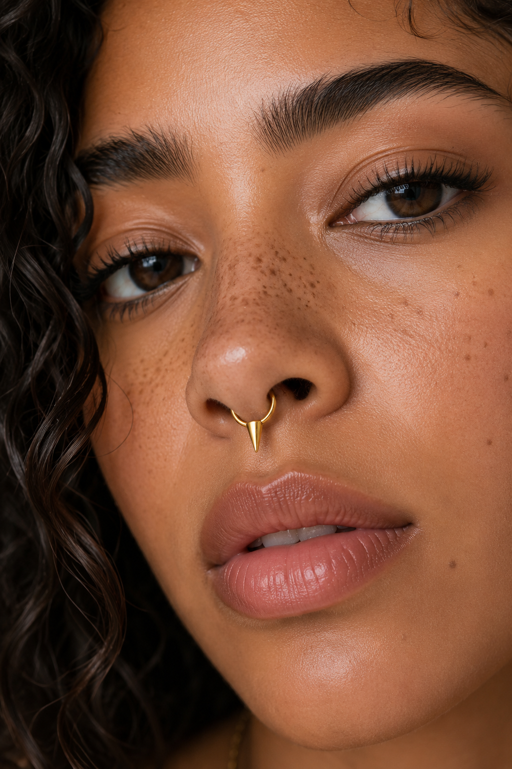 Titanium 14mm Spiked Minimalist Single Septum Cartilage Piercing Clicker in Gold & Silver | Findings-00303 Findings-00304