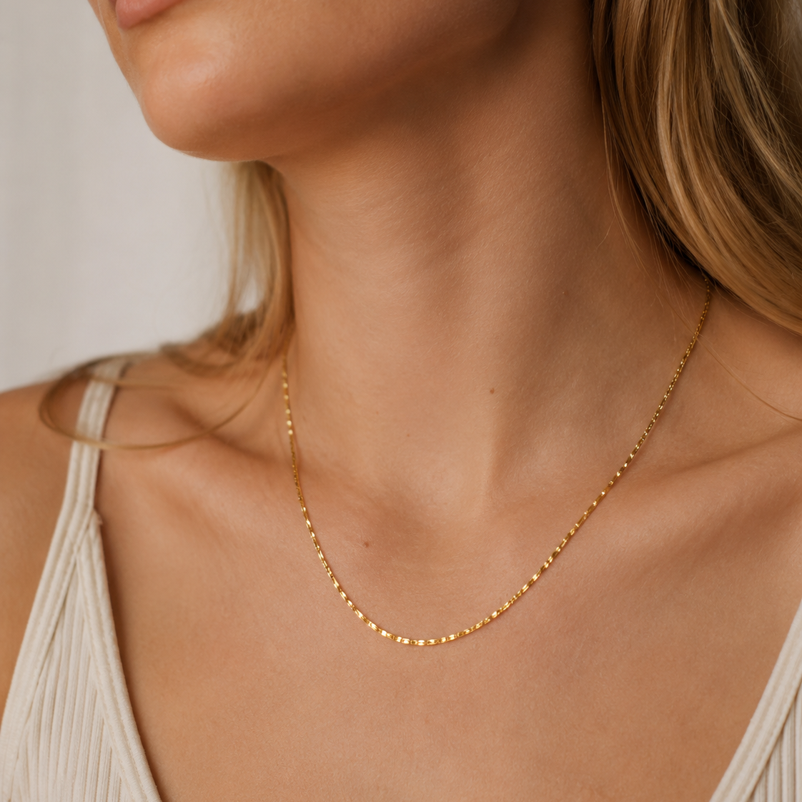 16K Gold Filled 1.8mm Minimalist Mariner Link Chain 18 Inch Necklace | WA-02971
