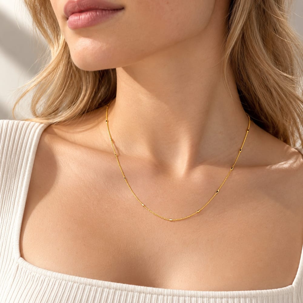 14K Gold Filled 1mm Minimalist Cable Mariner Link Chain 18 Inch Necklace | WA-00566