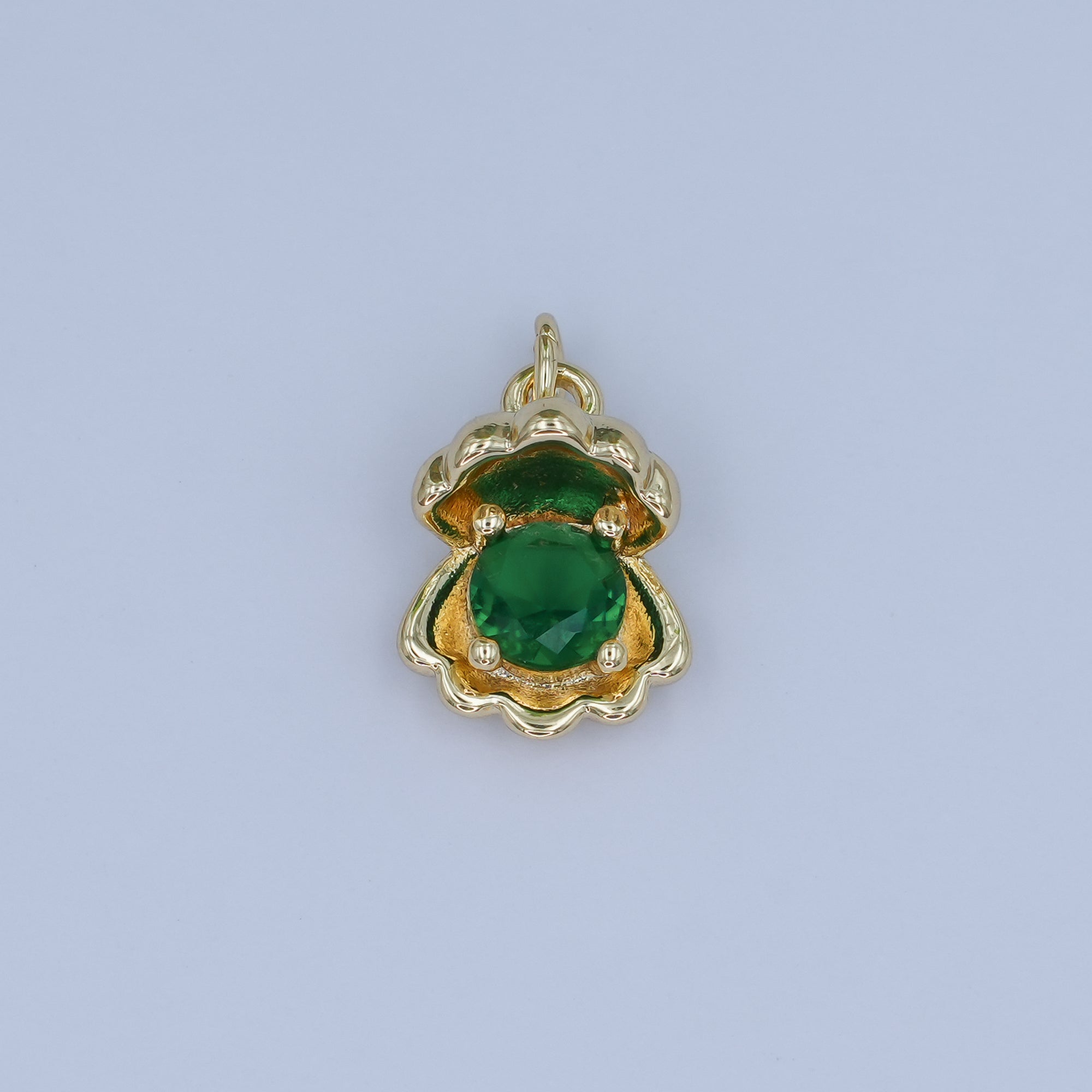 24K Gold Filled 14.5mm CZ Sea Shell Clam 3D Multidimensional Charm | N033