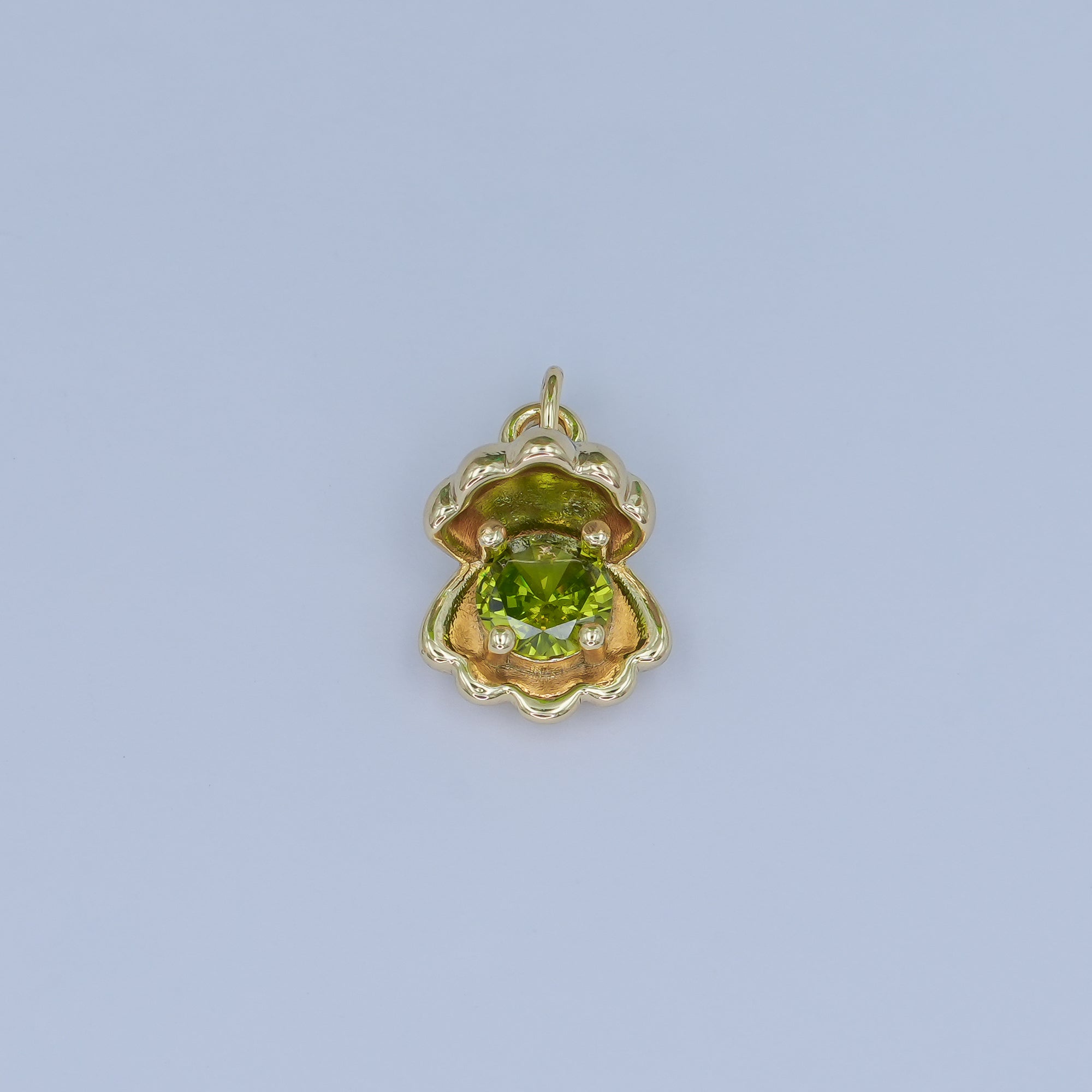 24K Gold Filled 14.5mm CZ Sea Shell Clam 3D Multidimensional Charm | N033