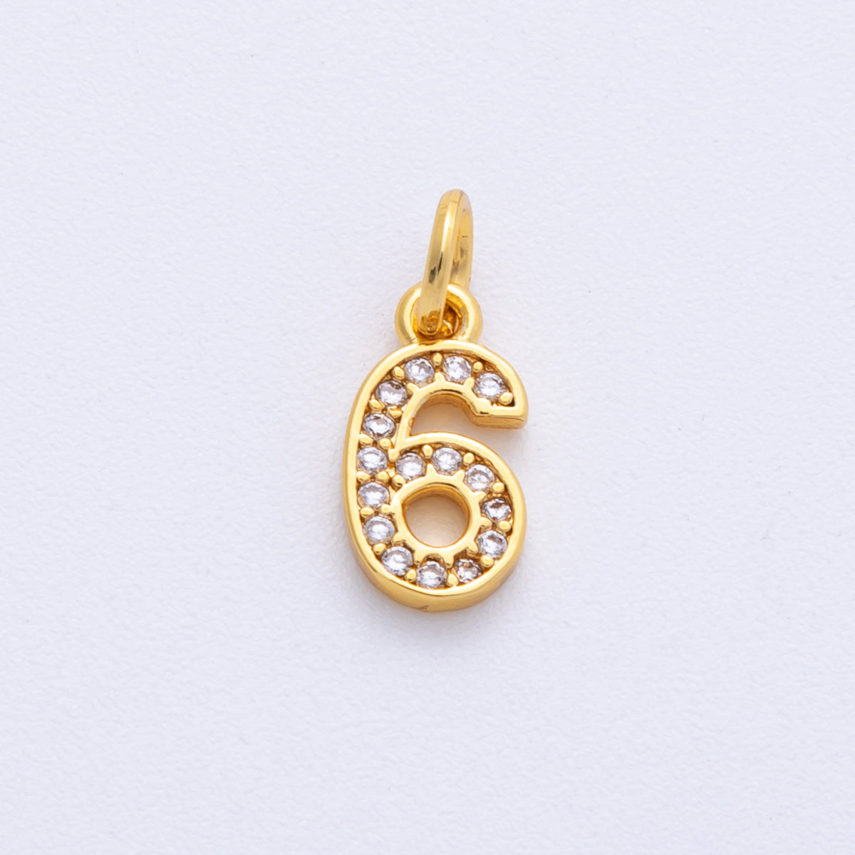 14K Gold Filled 14mm Number 0-9 Clear Micro Paved CZ Charm | N1025 - N1034