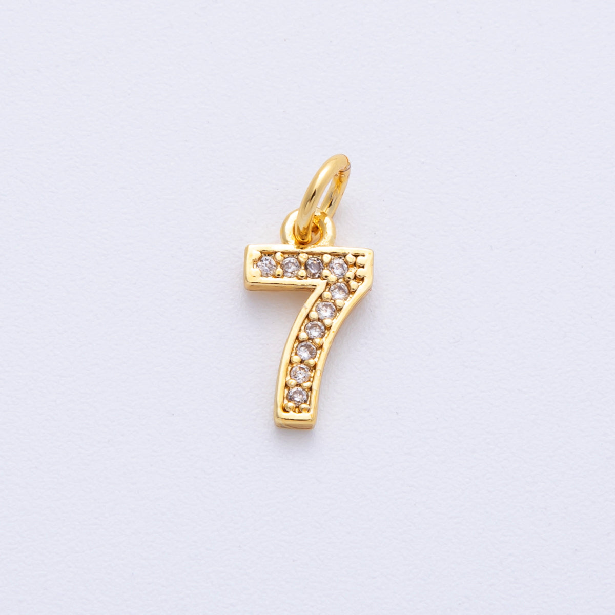 14K Gold Filled 14mm Number 0-9 Clear Micro Paved CZ Charm | N1025 - N1034