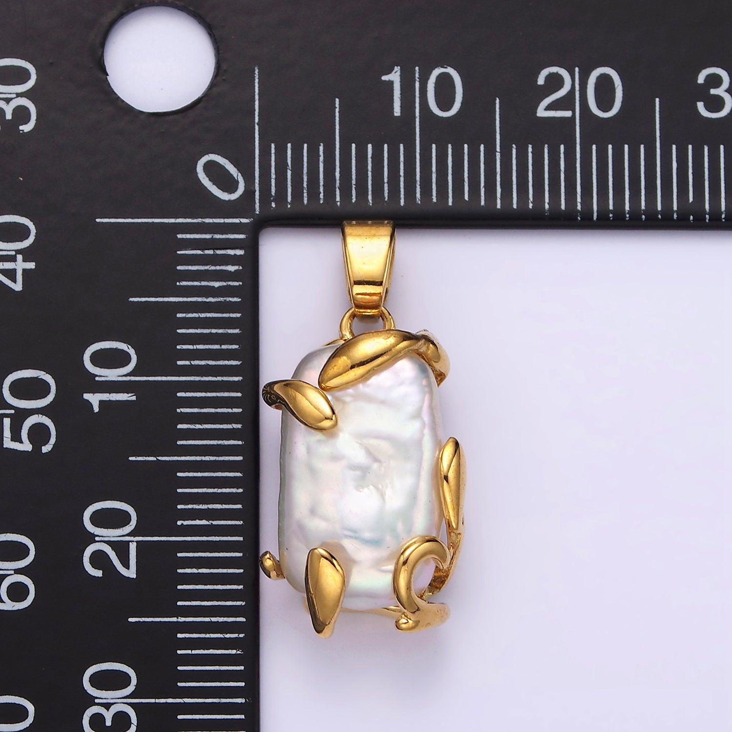 24K Gold Filled 26mm White Baroque Freshwater Pearl Molten Drip Pendant in Gold & Silver | N1292 N1293