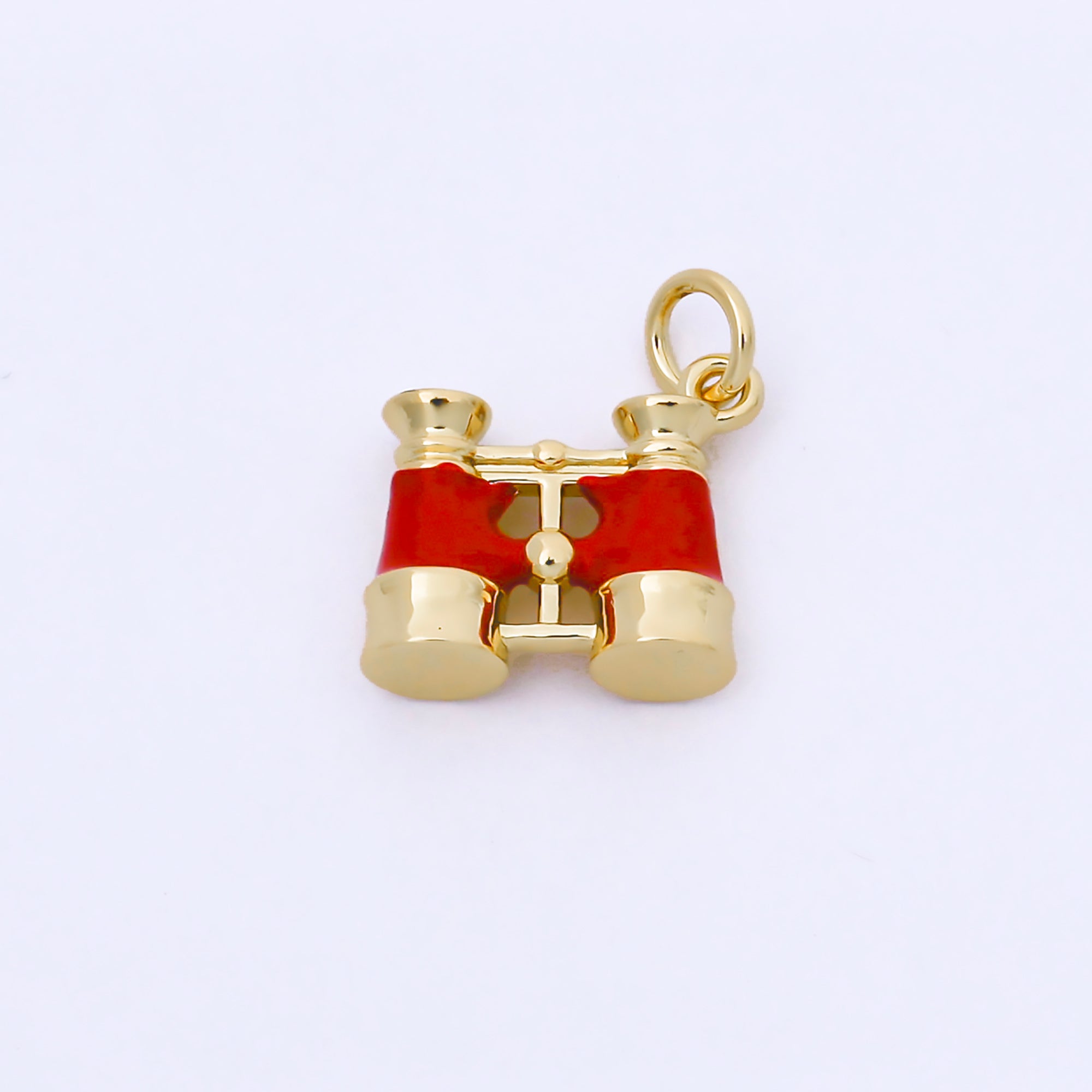24K Gold Filled Red Enamel Spy Binocular Telescope 3D Multidimensional Charm | N1325
