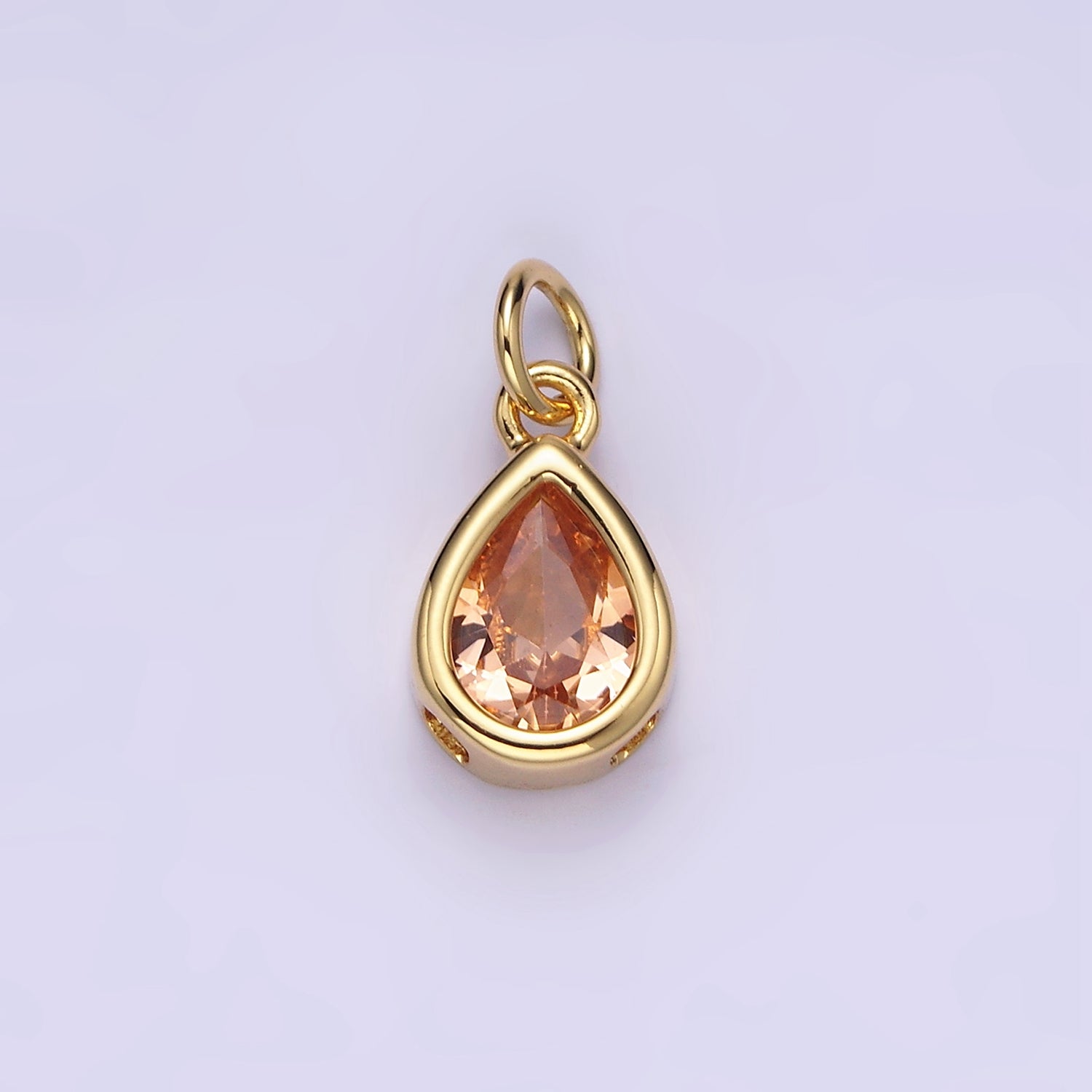 24K Gold Filled 15mm CZ Teardrop Bezel Charm in Gold & Silver | N1625 - N1647