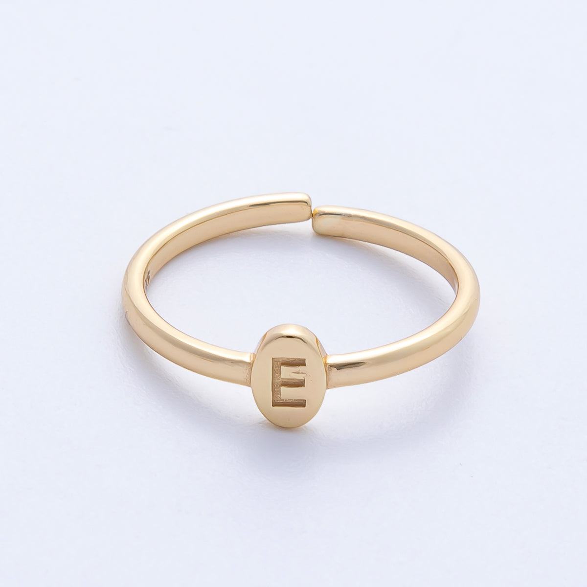 14K S925 Gold Vermeil Personalized Initial Alphabet Name Tag Letter Adjustable Ring | O813-O859