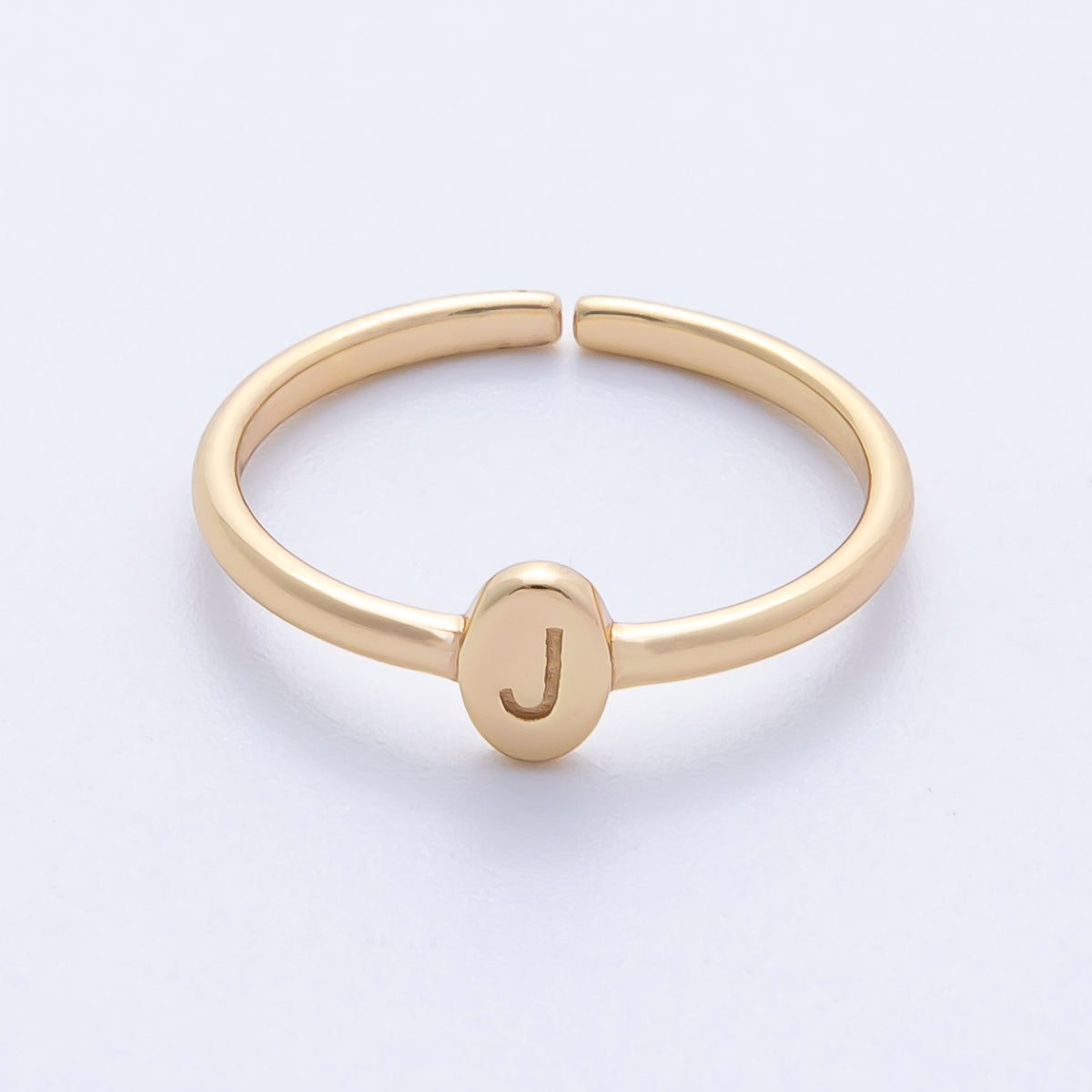 14K S925 Gold Vermeil Personalized Initial Alphabet Name Tag Letter Adjustable Ring | O813-O859