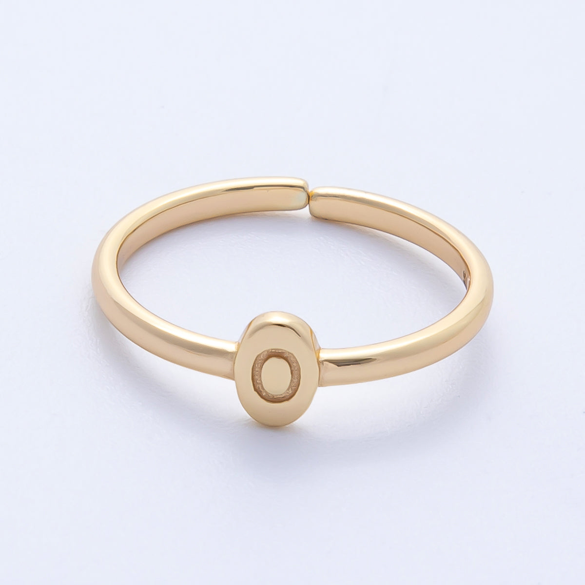 14K S925 Gold Vermeil Personalized Initial Alphabet Name Tag Letter Adjustable Ring | O813-O859