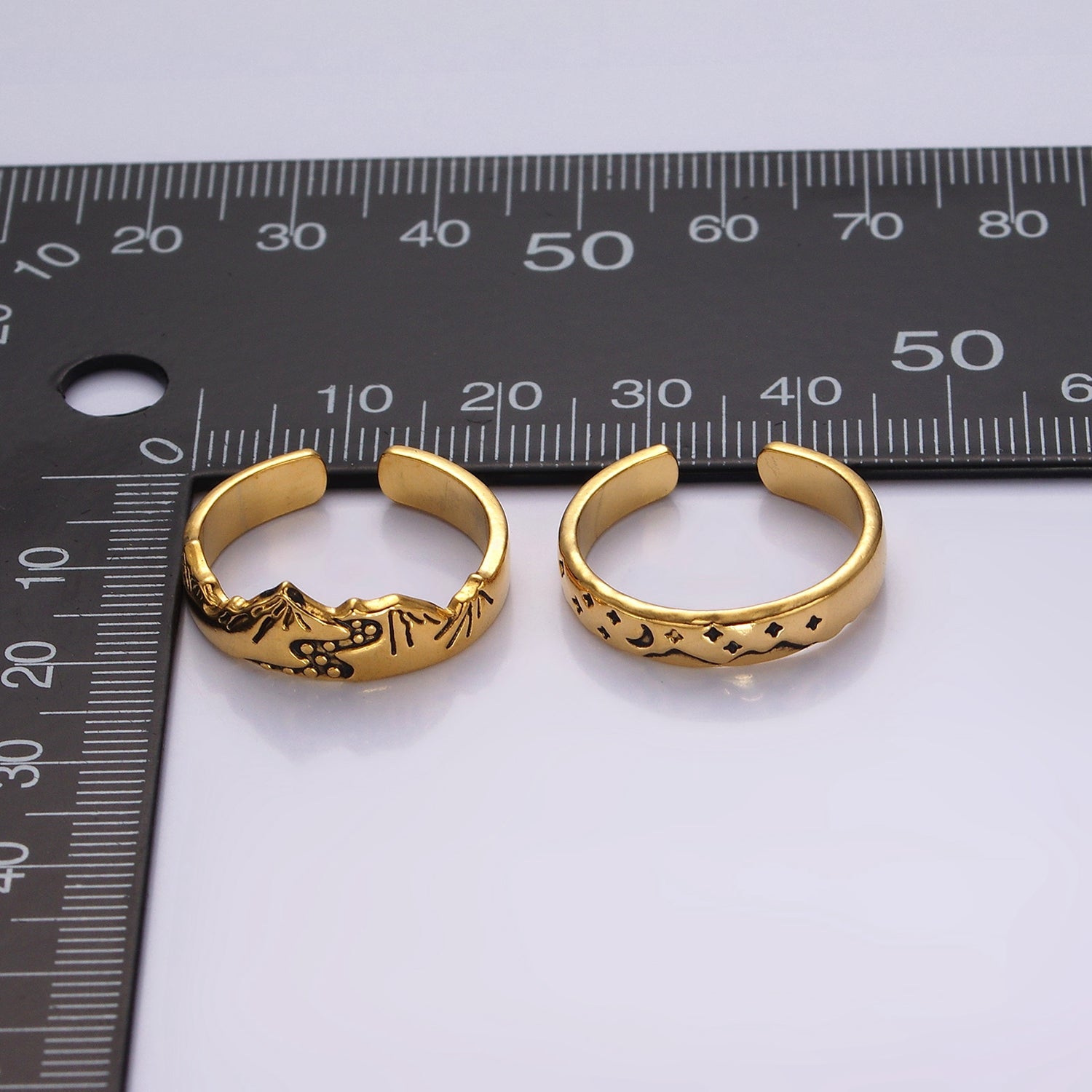 14K Gold Filled Valley River Starry Night Band Ring Set in Silver & Gold | O1068 O1069