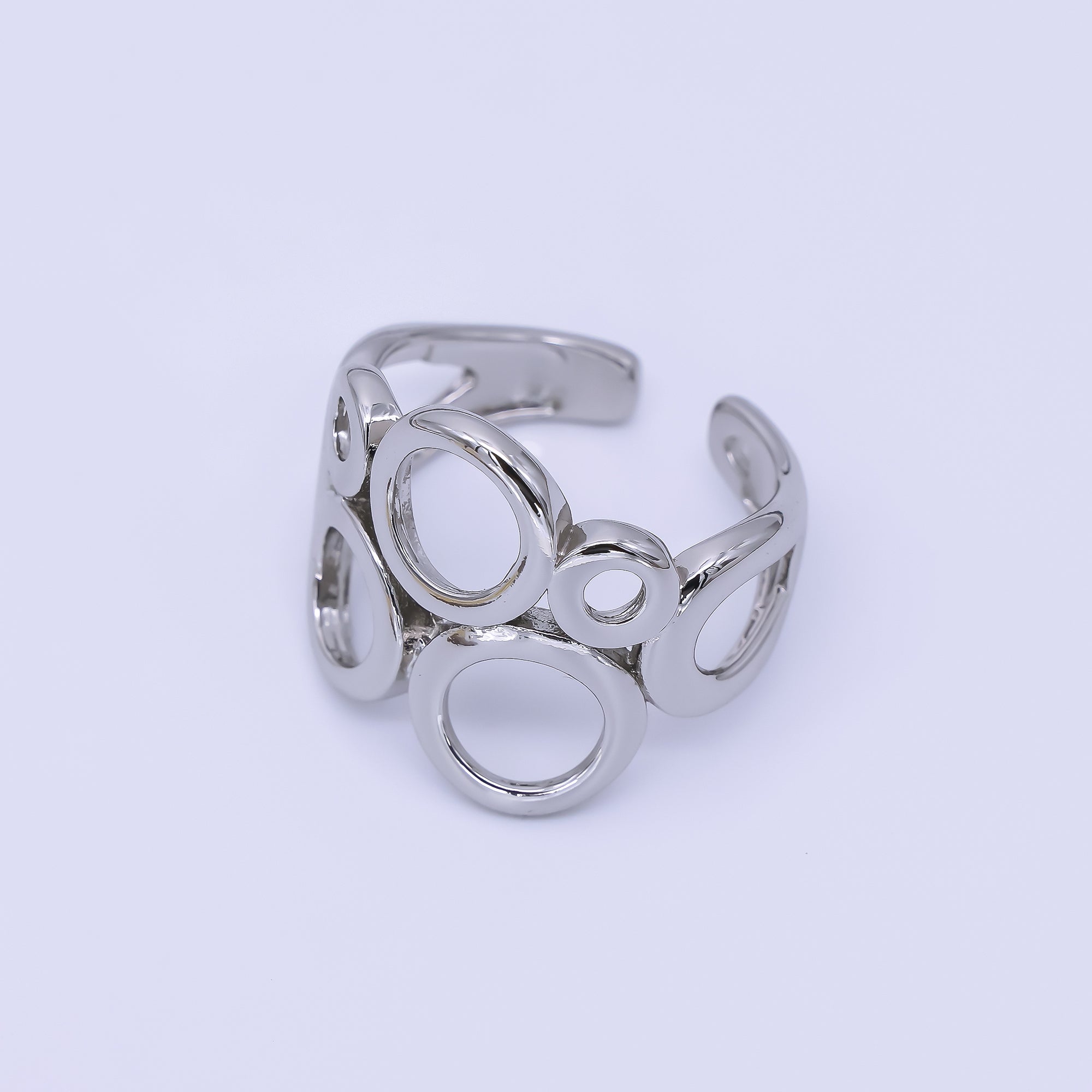 24K Gold Filled Geometric Open Circle Round Ring in Gold & Silver | O1642 O1641