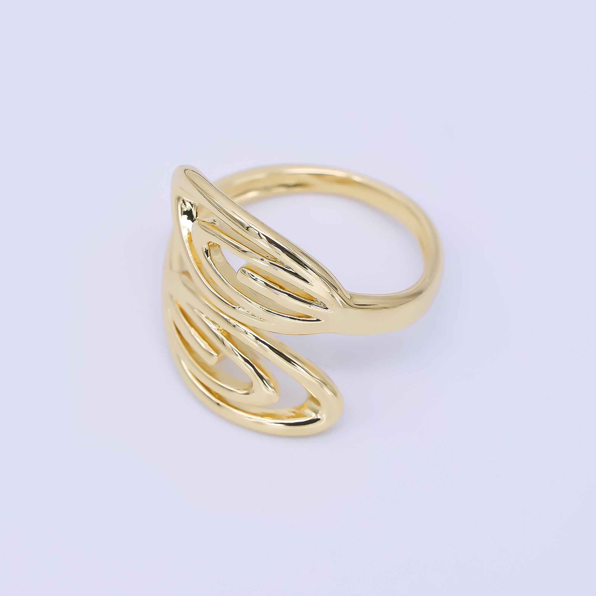 24K Gold Filled Angel Feather Ring Adjustable Wing Wrap Design | O1651
