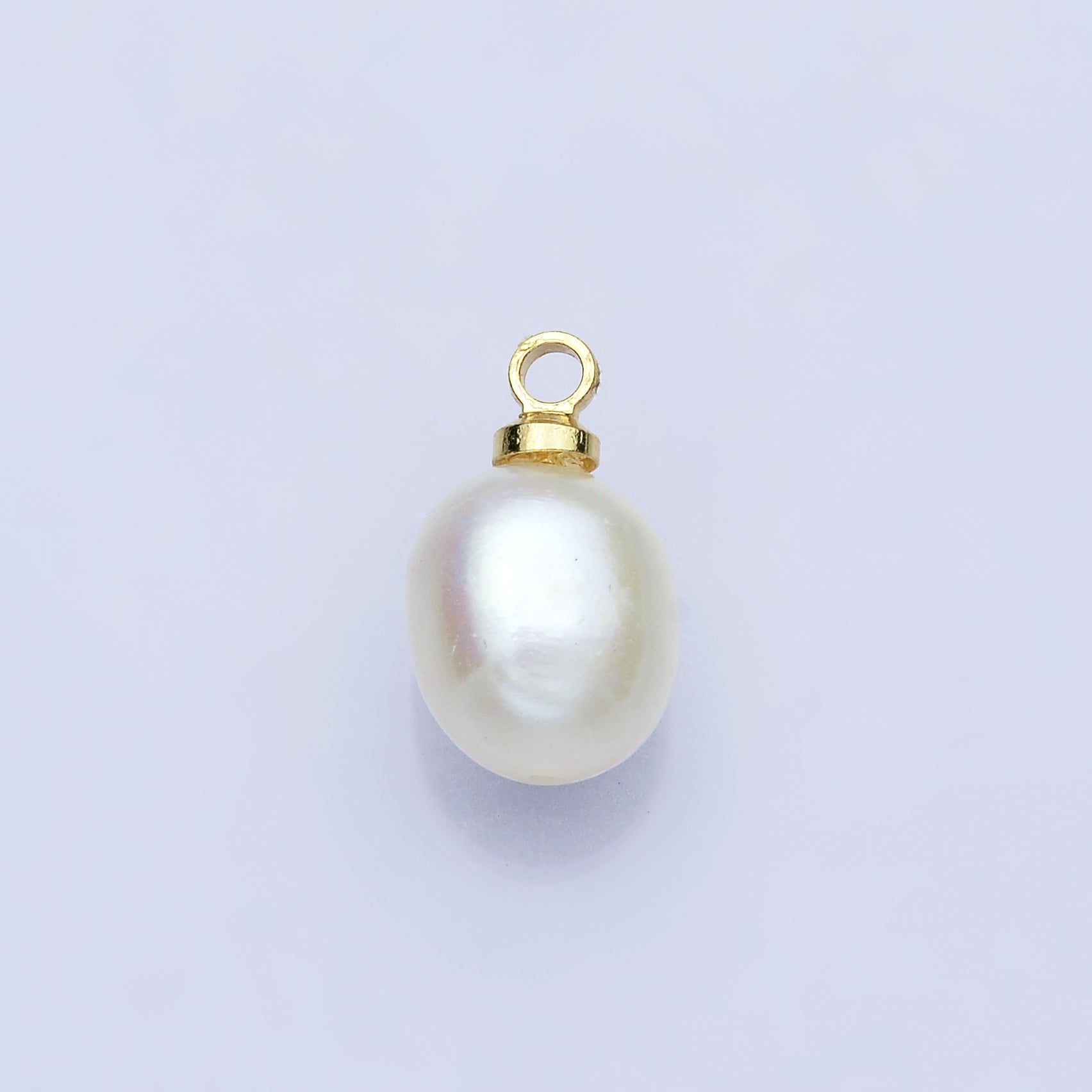 18K Gold Filled 12.5mm Shell Pearl Oval Button Charm | P1618