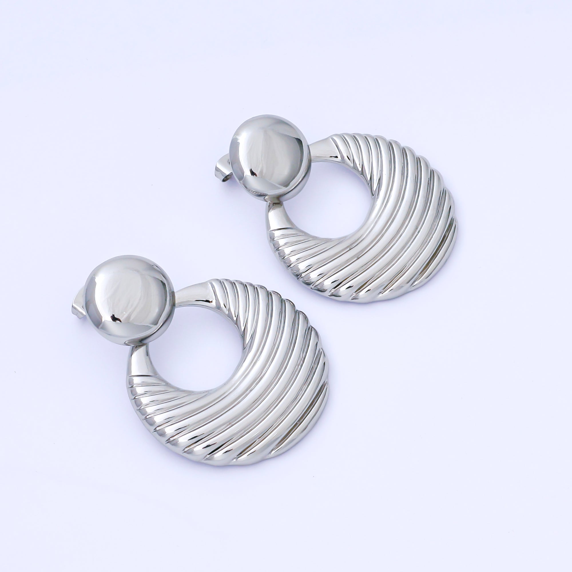 14K Gold Filled 40mm Geometric Door Knock Drop Stud Earrings in Gold & Silver | P494 P495