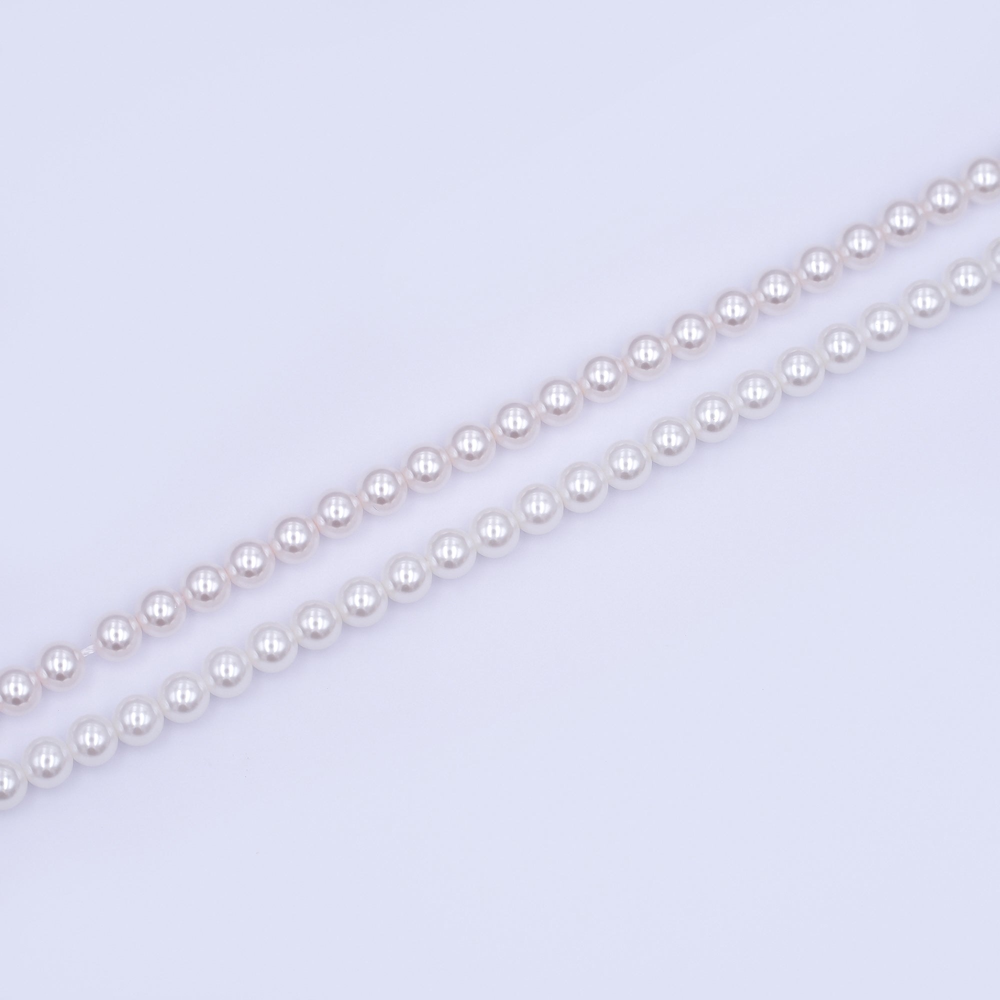 5mm White, Light Pink Round Shell Pearl Strand | WA-2988 WA-2994