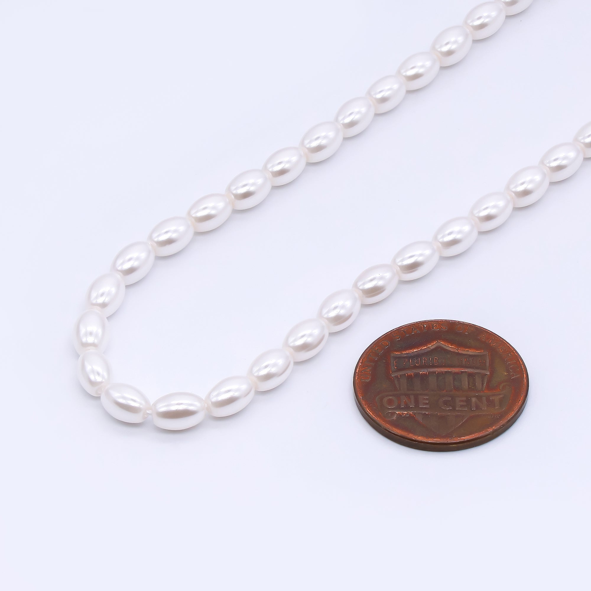 4mm White Oval Shell Pearl Strand Finding | WA-3170