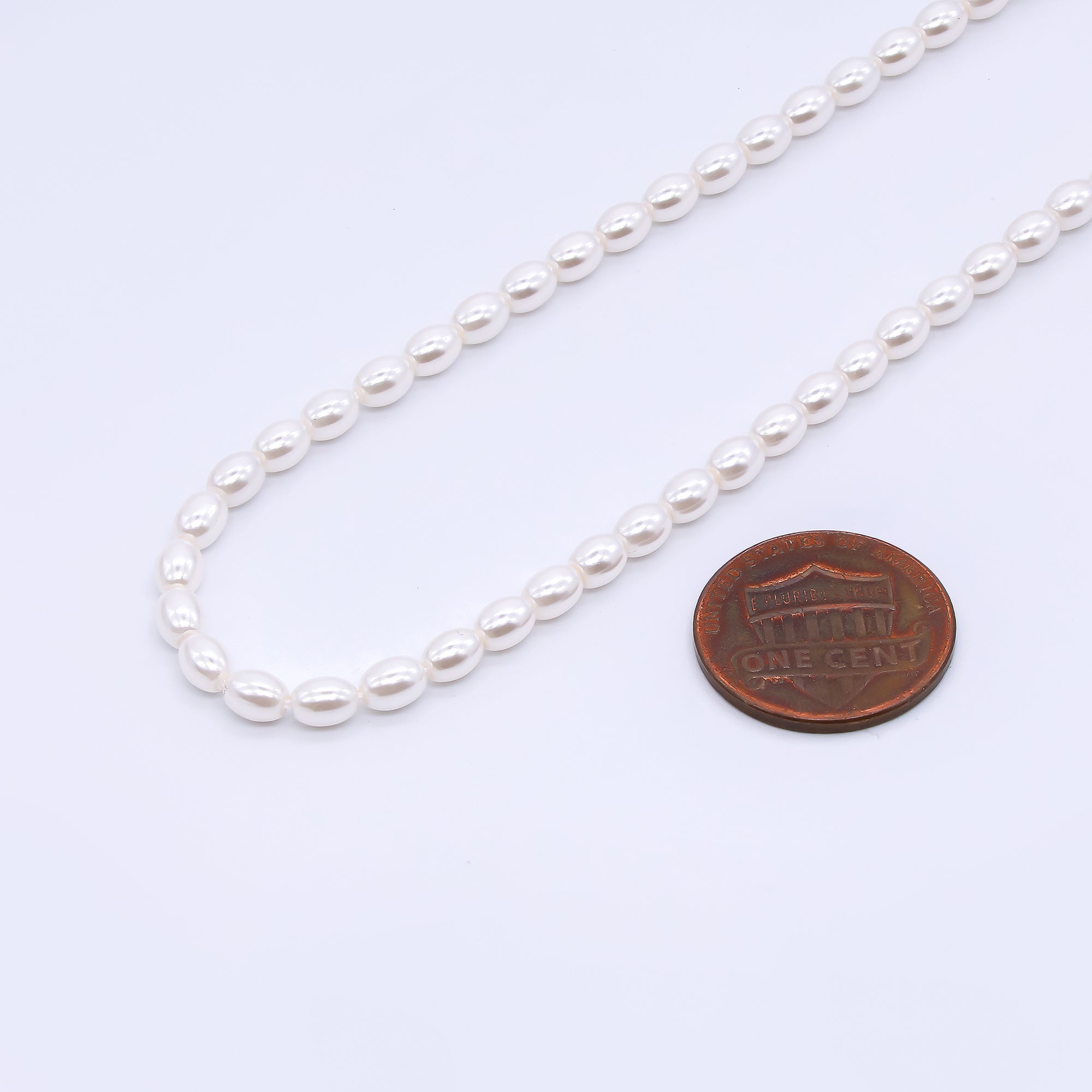 3.5mm White Oval Shell Pearl Strand Finding | WA-3169