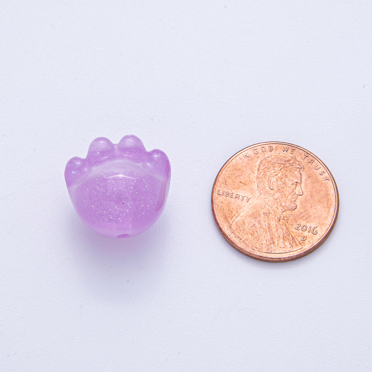 15mm Grey, Red, Blue, Green, Pink, White, Purple Glitter Resin Paw Print Pet Animal Bead | B653 - B657