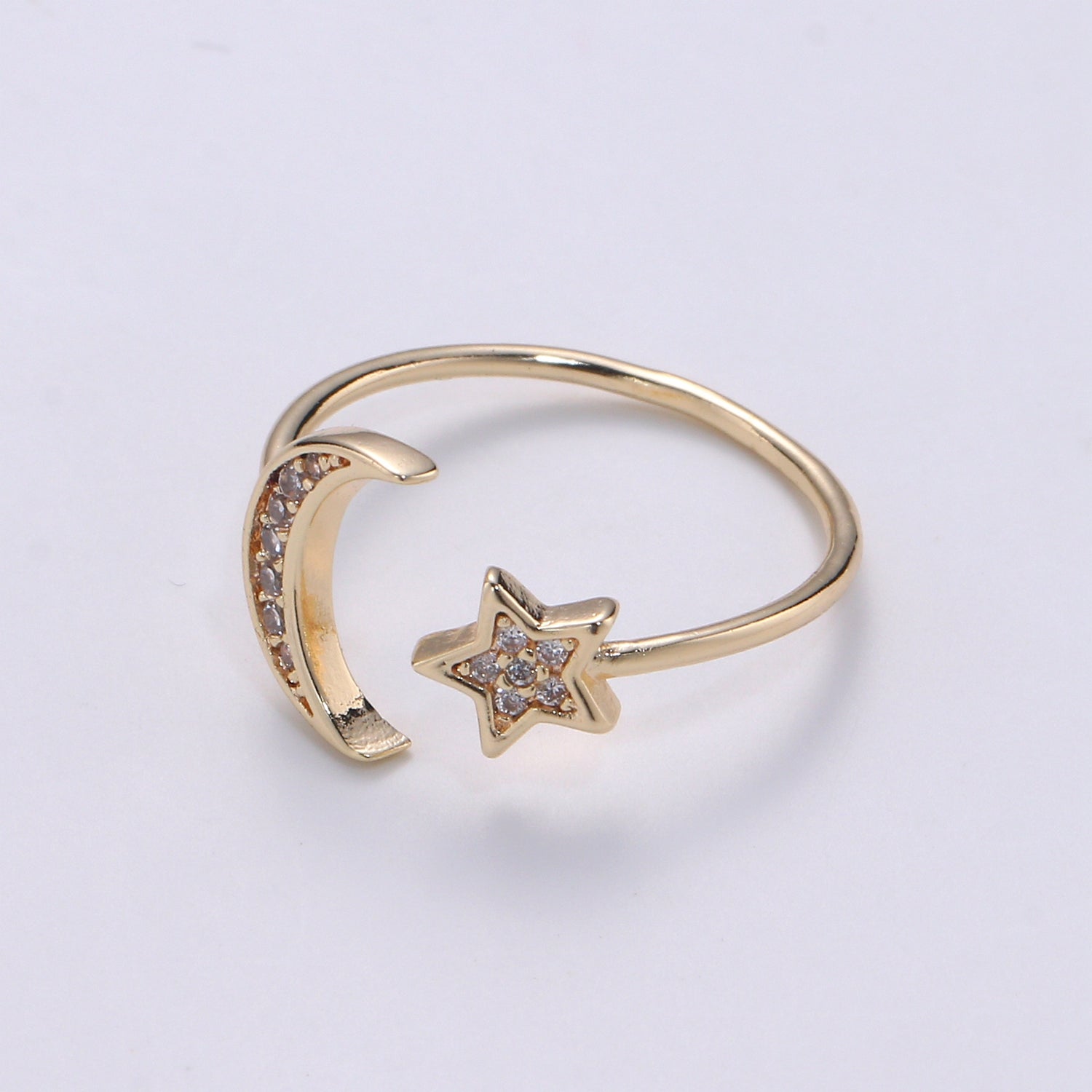 Gold Filled Moon Star Open Wrap Ring | R-00072