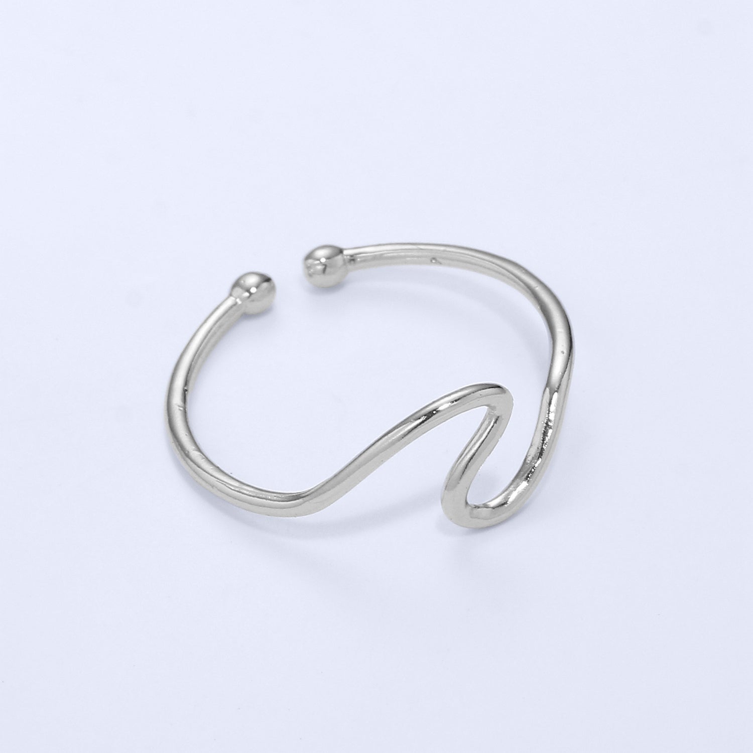 Minimalist Ring Gold Open Ring Wave Curvy Ring, Thin Ring Gold Ring Dainty Stackable Ring Adjustable Ring.R-084