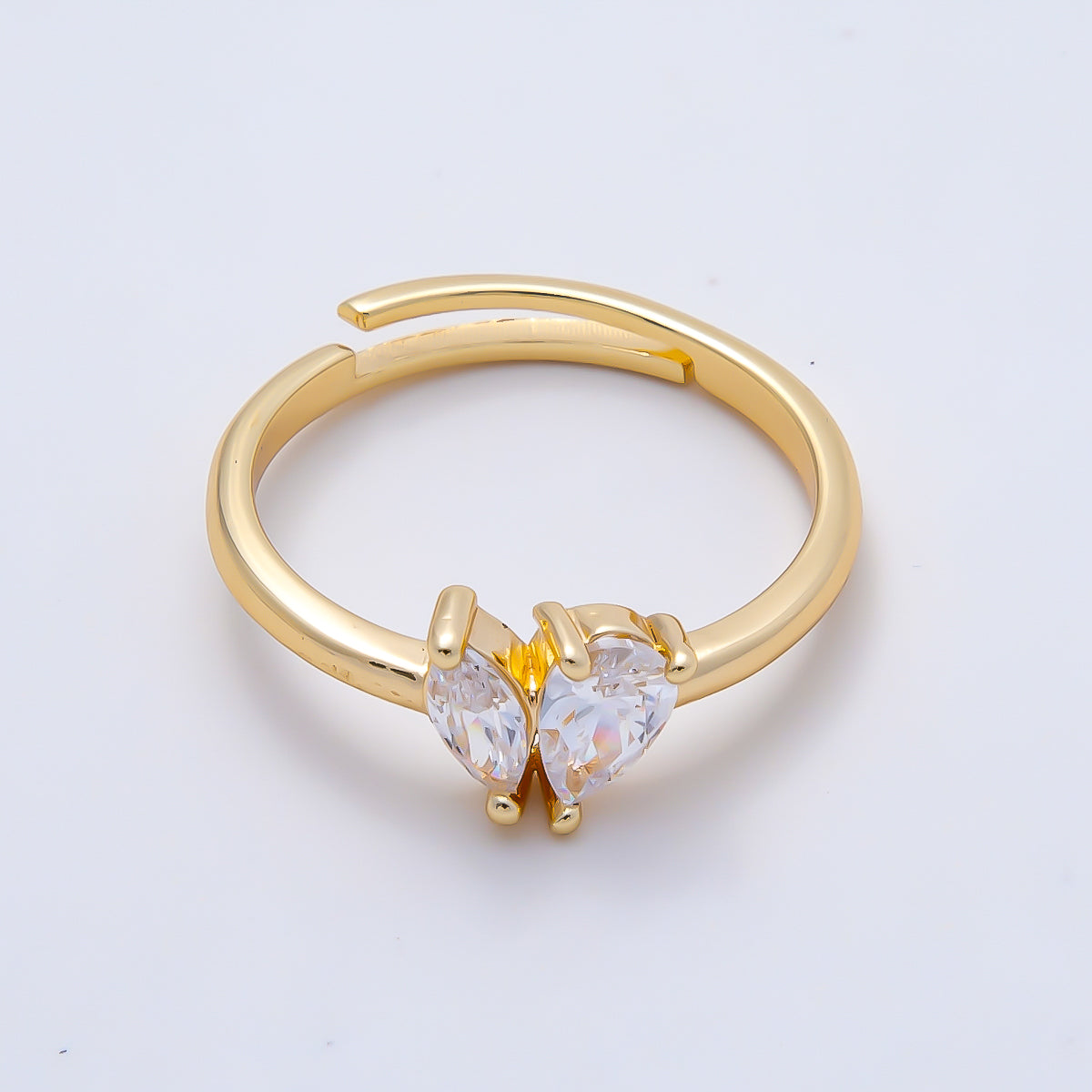16K Gold Filled Clear Marquise Teardrop CZ Solitaire Ring in Gold & Silver | Rings-00159 Rings-00160