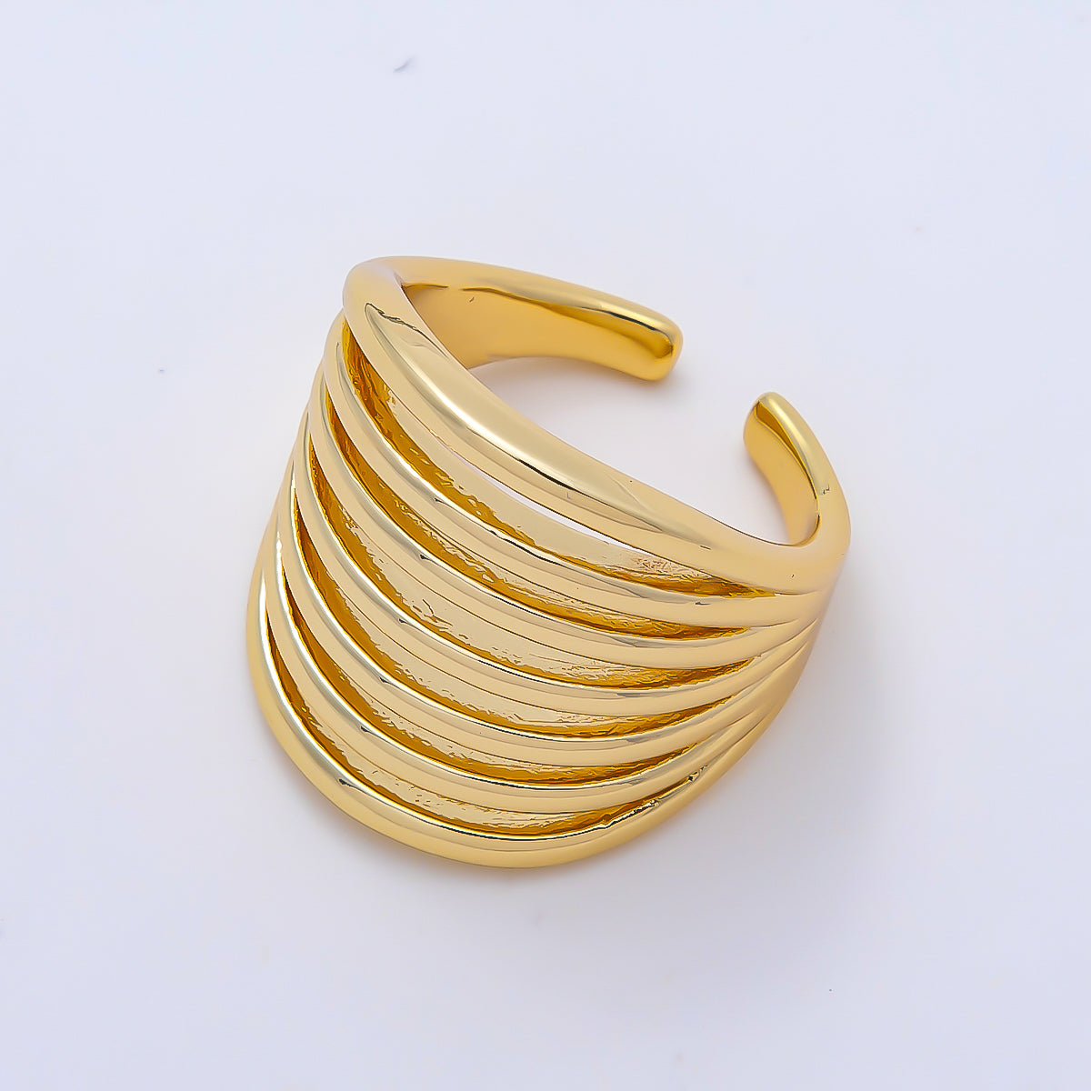 16K Gold Filled Minimalist Wide Multi Band Ring | Rings-00163