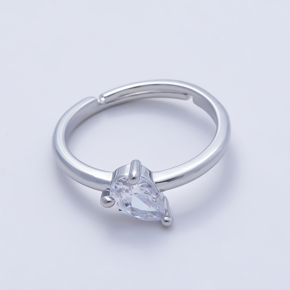 16K Gold Filled Clear Teardrop CZ Solitaire Ring in Gold & Silver | Rings-00165 Rings-00166