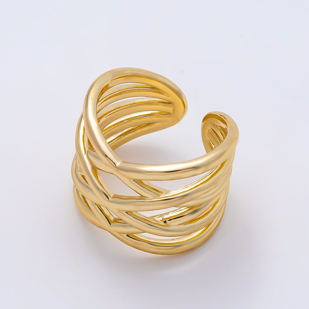 16K Gold Filled Minimalist Criss Cross Tied Multi Band Ring | Rings-00172