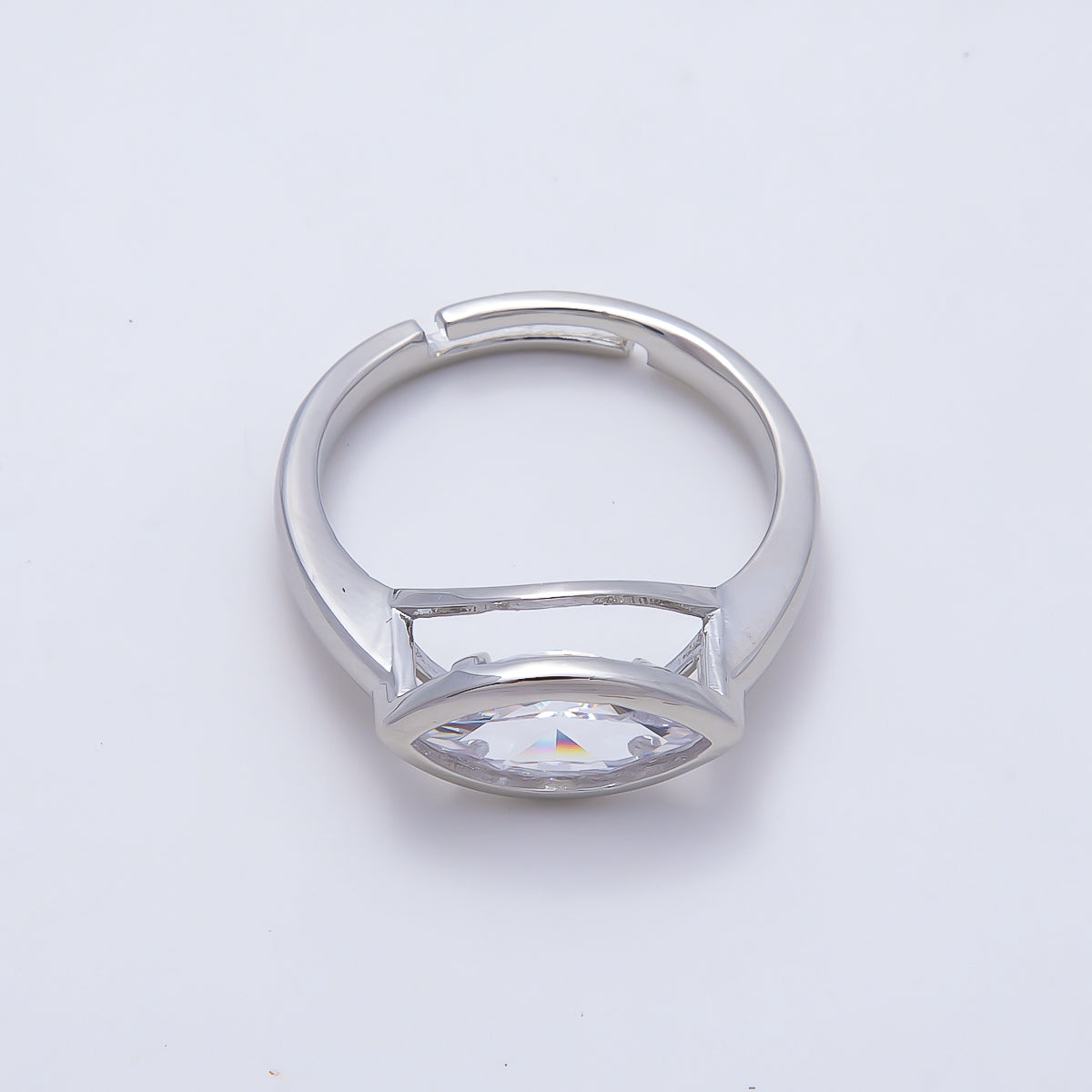 16K Gold Filled Clear CZ Marquise Bezel Ring in Gold & Silver | Rings-00299 Rings-00300