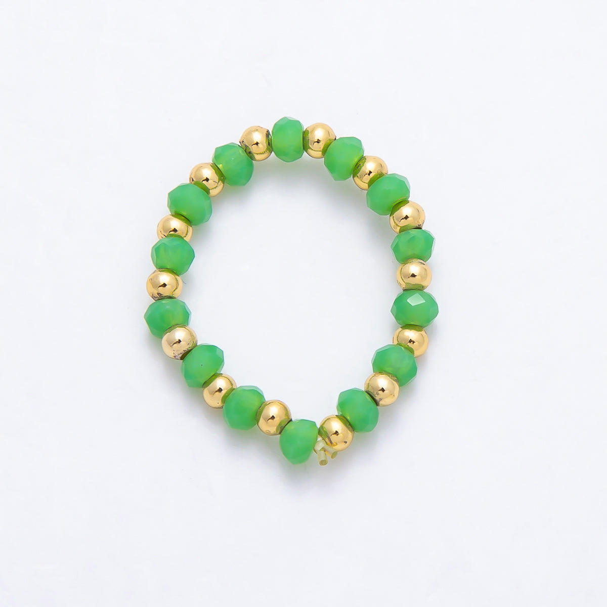 16K Gold Filled Bead Multifaceted Crystal Gemstone Stretch Ring | Rings-003333 ~ Rings-003338