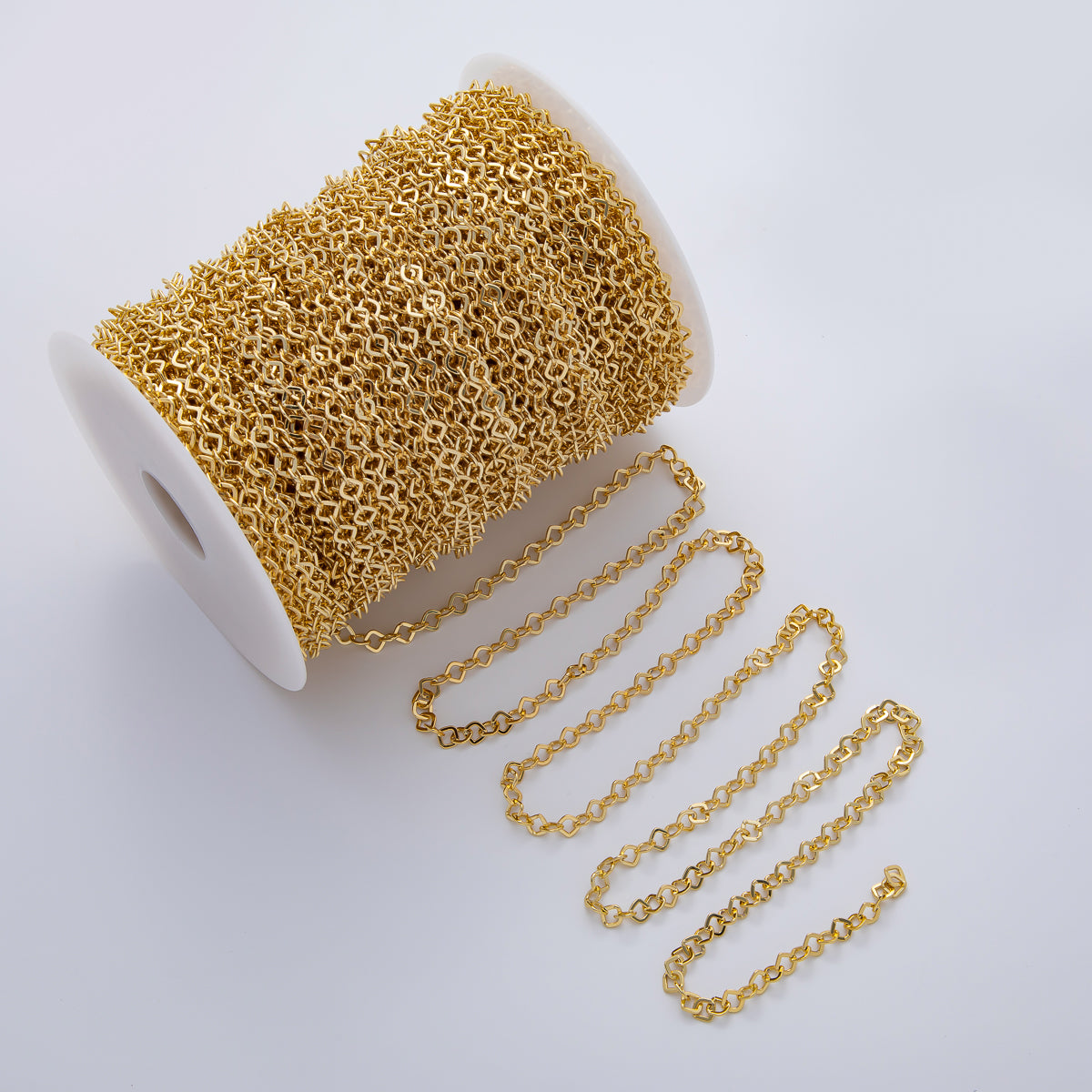 24K Gold Filled 5mm x 5mm Rhombus Cable Unfinished Chain by Yard | Roll-01764