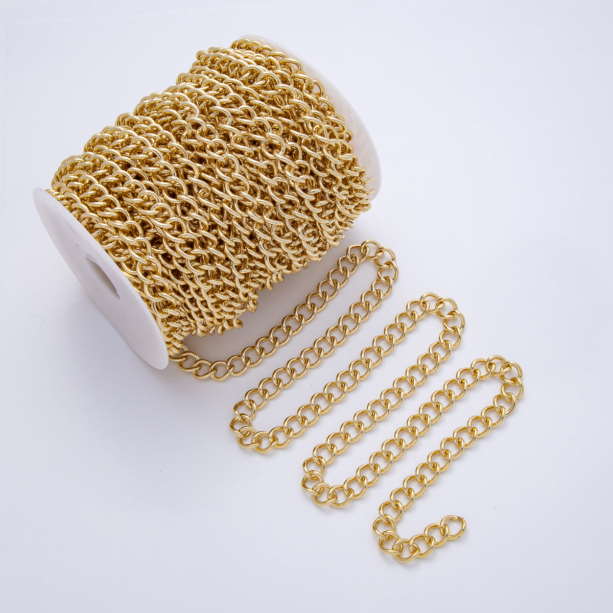 18K Gold Filled 11.5mm Minimalist Curb Unfinished Chain by Yard | Roll-1805