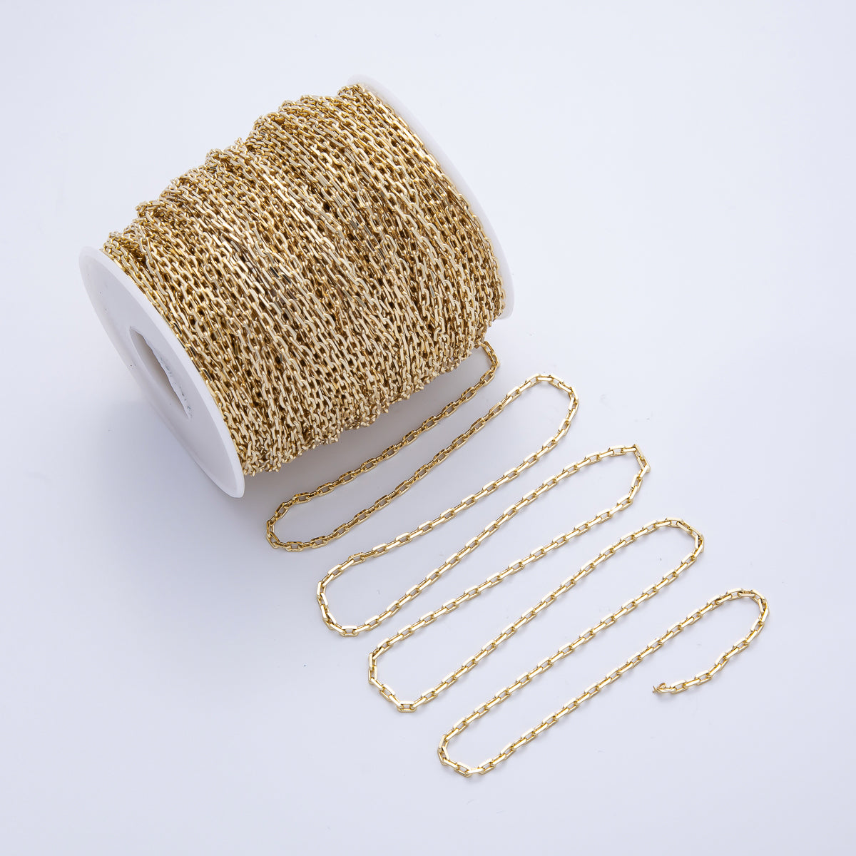 18K Gold Filled 4mm x 2.2mm Minimalist Mini Paperclip Unfinished Chain by Yard | Roll-1817