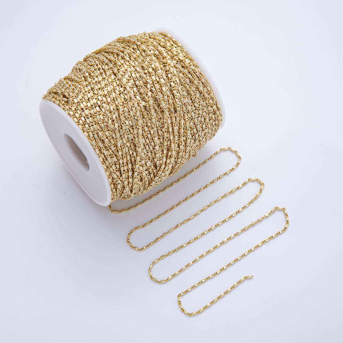 18K Gold Filled 3.5mm x 1.3mm Minimalist Scroll Unfinished Chain by Yard | Roll-1820