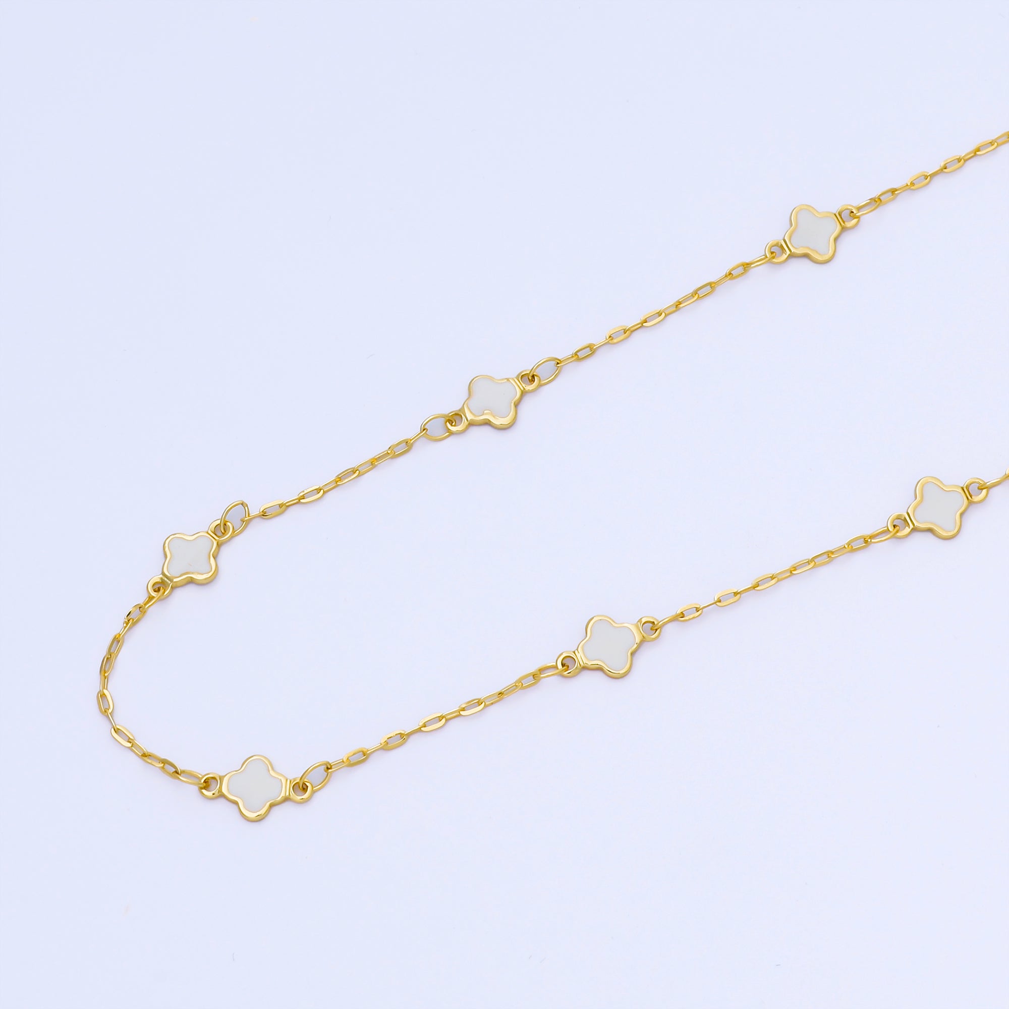 24K Gold Filled Red, Blue, Yellow, White Enamel Quatrefoil Paperclip Unfinished Chain by Yard | Roll-2006 ~ Roll-2009