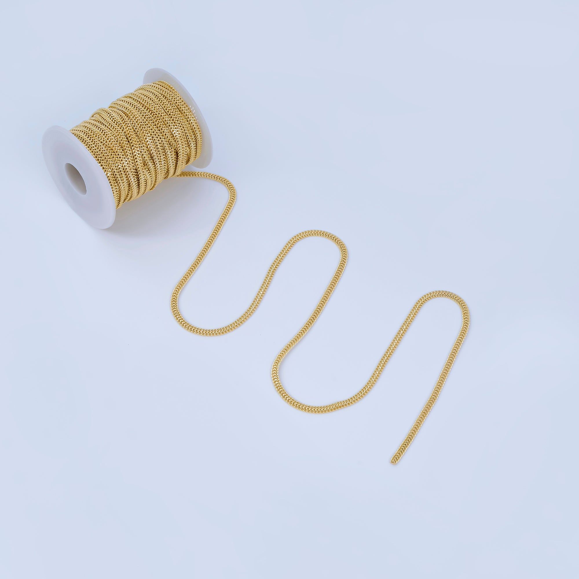 24K Gold Filled 4.5mm Double Weave Curb Chain Unfinished Chain by Yard | Roll-02018